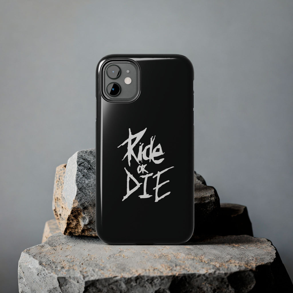 Ride or Die Skull Tough Phone Case | Edgy Script Biker Style Phone Case