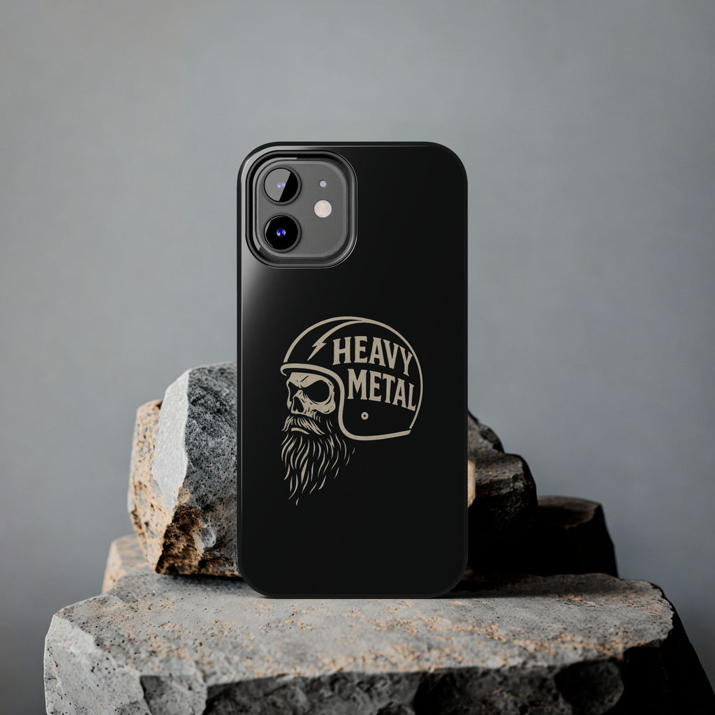 Heavy Metal Skull Tough Phone Case | Biker Helmet Skull Graphic Phone Case