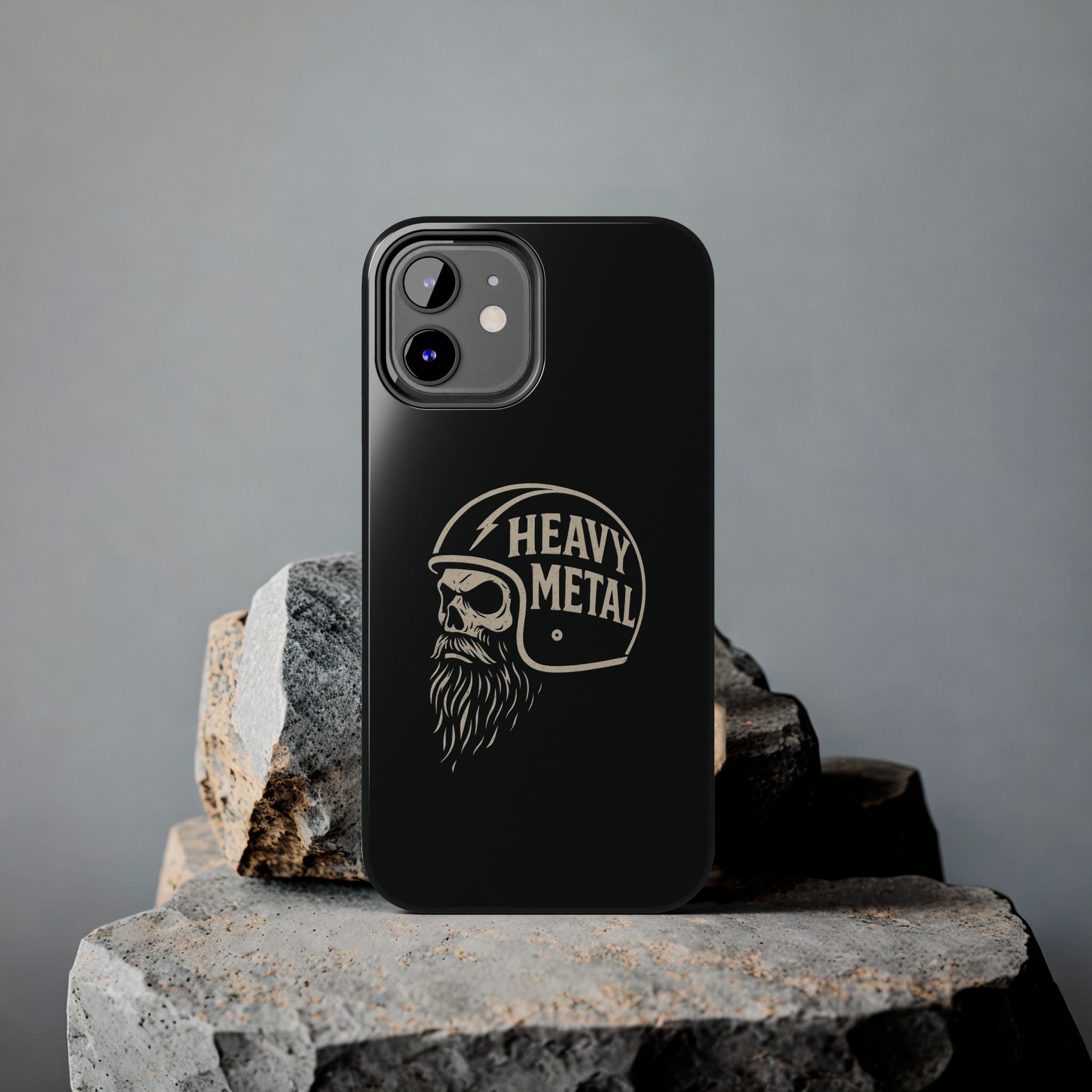 Heavy Metal Skull Tough Phone Case | Biker Helmet Skull Graphic Phone Case