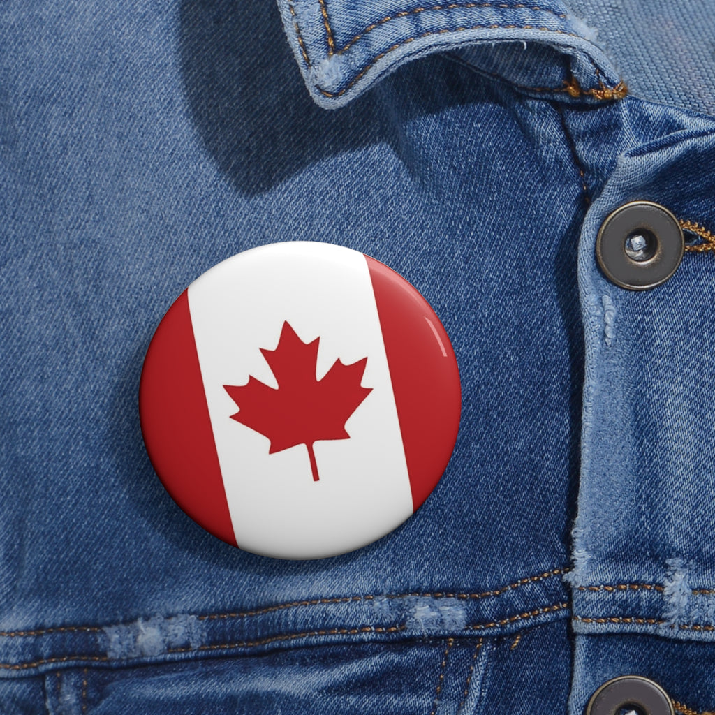 Canadian Flag Patriotic Pin Button with Classic Red Maple Leaf (3 Sizes)