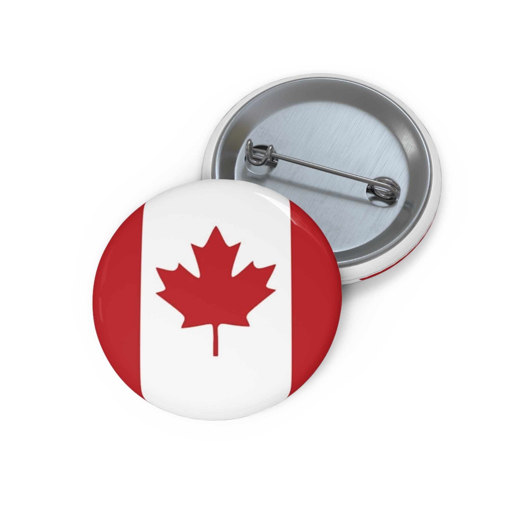 Canadian Flag Patriotic Pin Button with Classic Red Maple Leaf (3 Sizes)