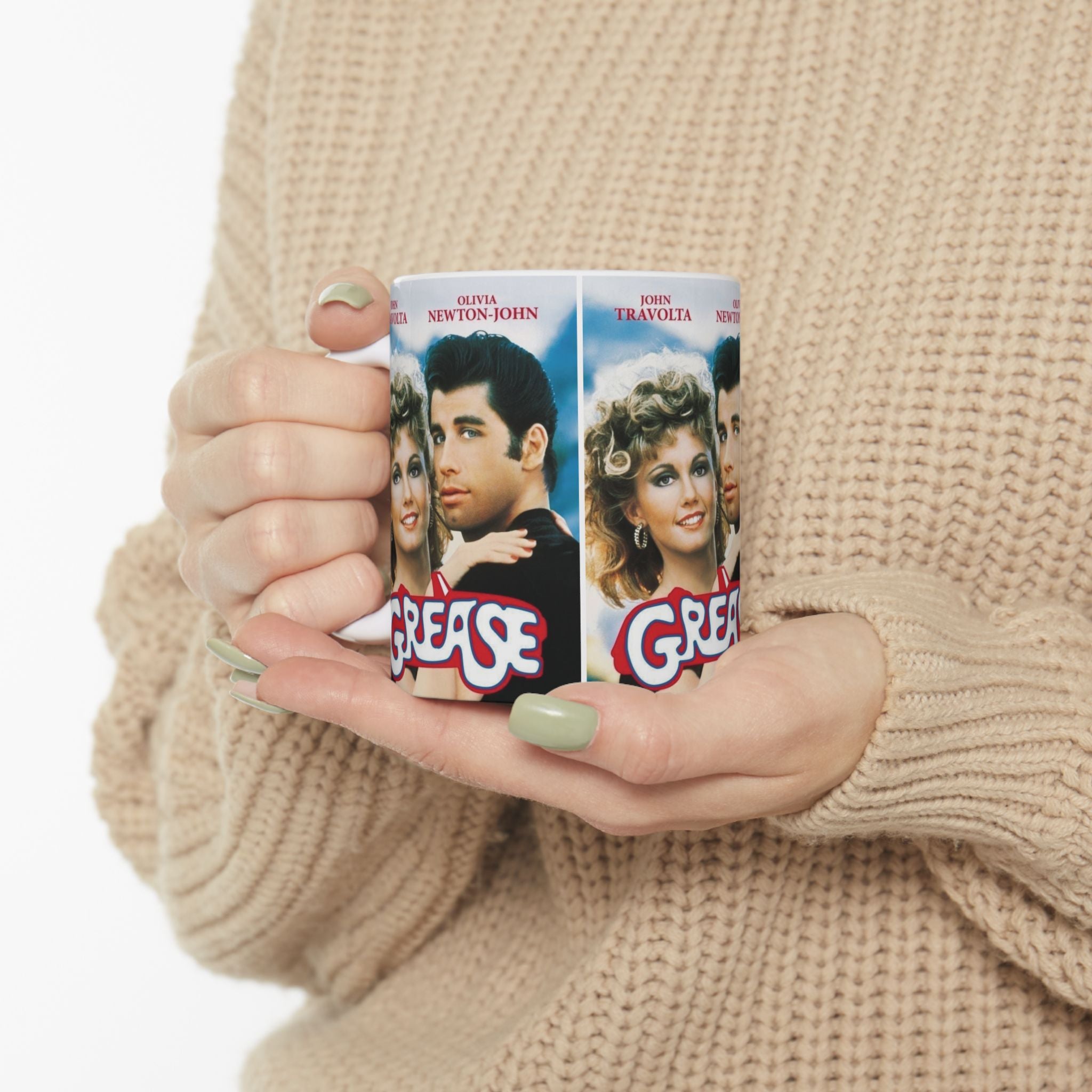 Grease Movie Retro Musical Film Inspired 11oz White Coffee Cup | Danny & Sandy Vintage Mug