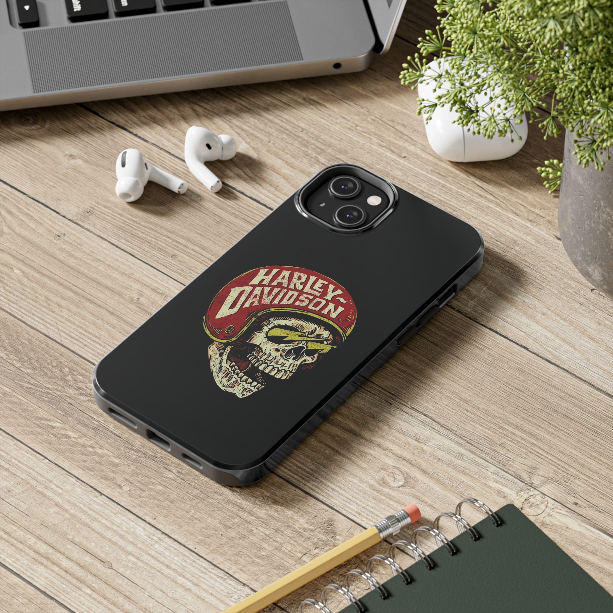 Skull Helmet Tough Phone Case | Vintage Motorcycle Biker Phone Case