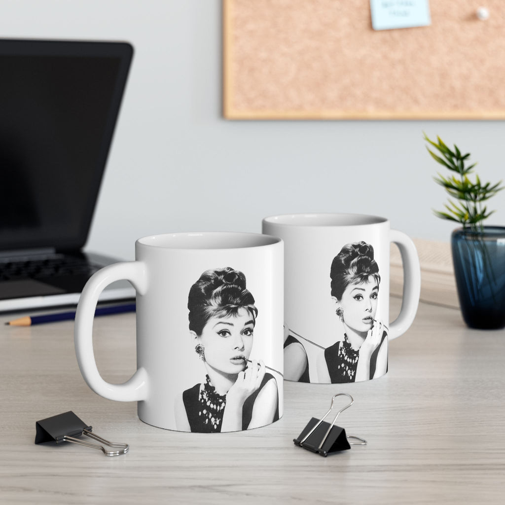 Audrey Hepburn Classic Movie 11oz Coffee Mug | Vintage Hollywood Retro Glam