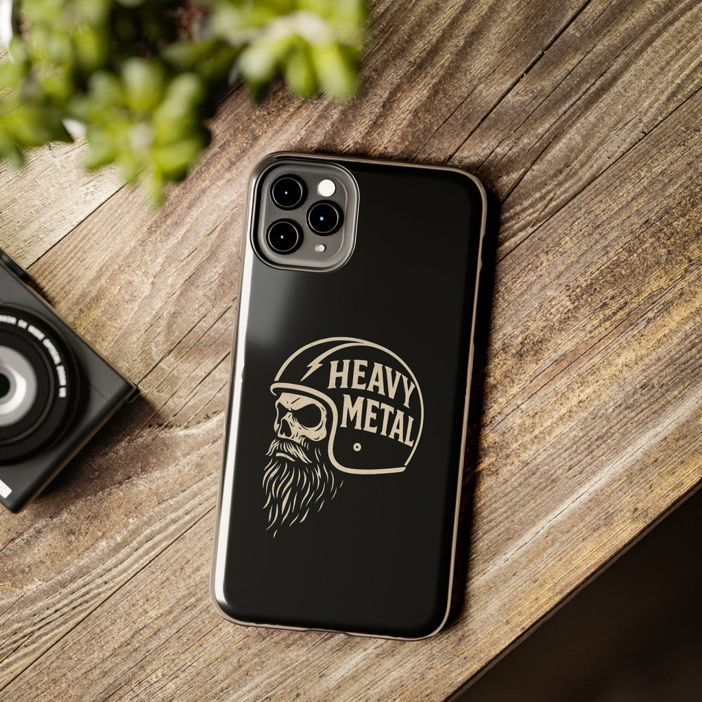 Heavy Metal Skull Tough Phone Case | Biker Helmet Skull Graphic Phone Case
