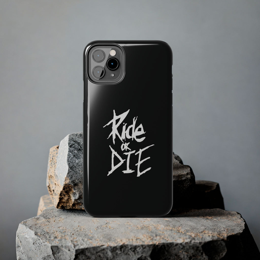 Ride or Die Skull Tough Phone Case | Edgy Script Biker Style Phone Case