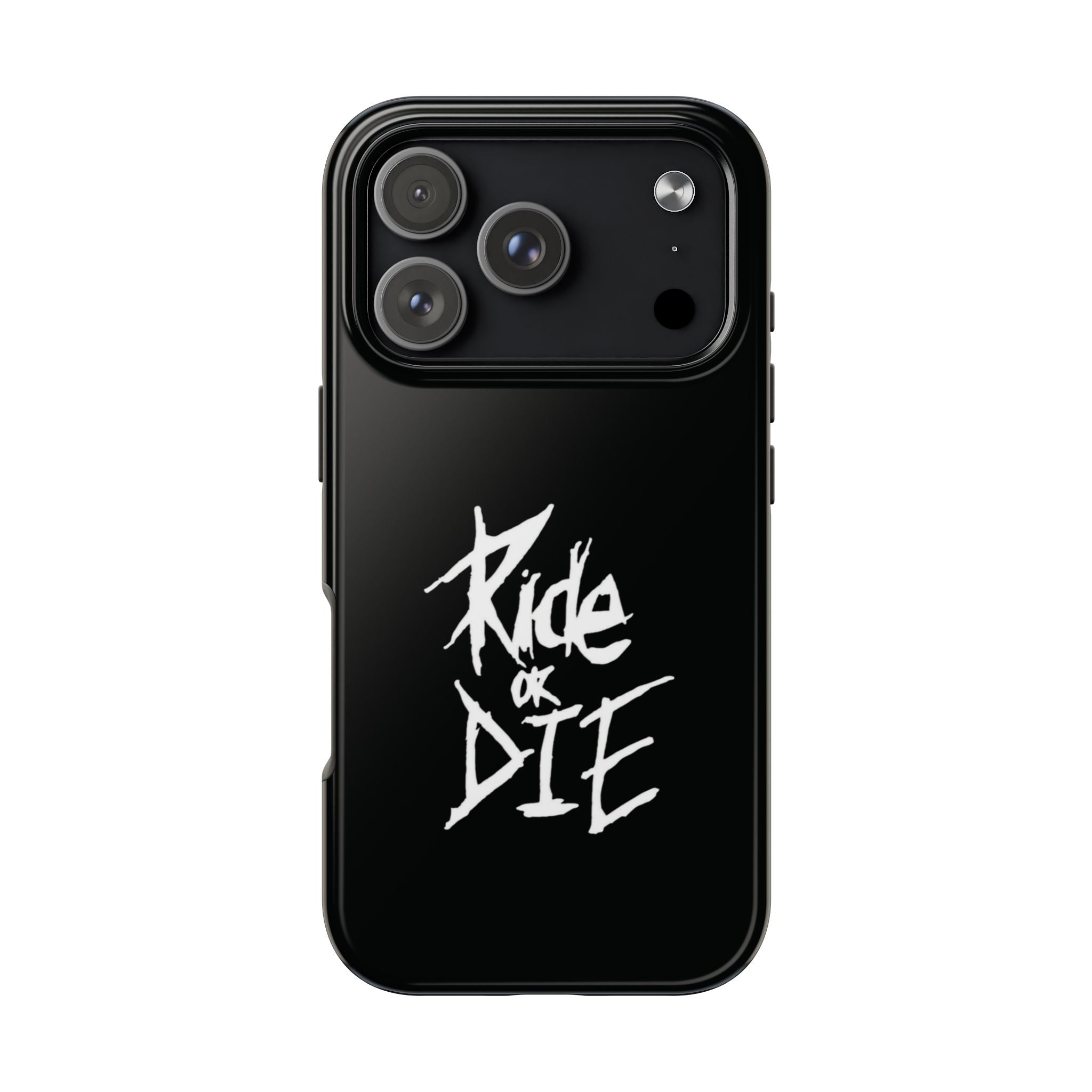Ride or Die Skull Tough Phone Case | Edgy Script Biker Style Phone Case