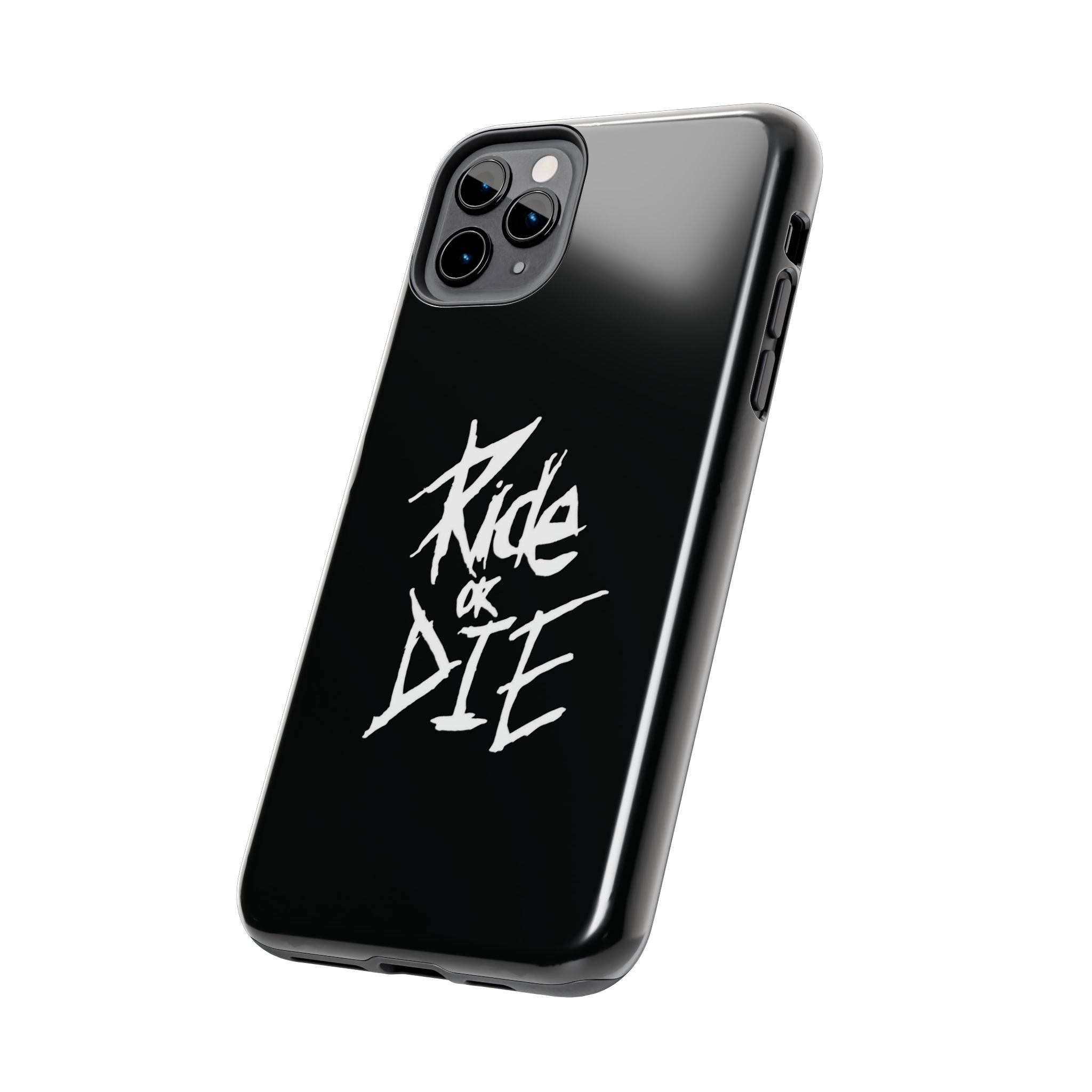 Ride or Die Skull Tough Phone Case | Edgy Script Biker Style Phone Case
