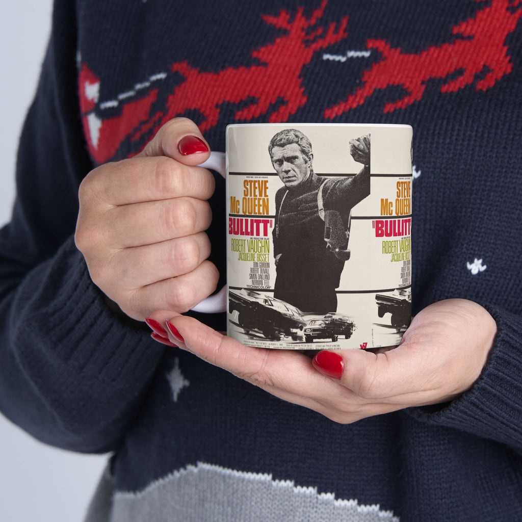 Steve McQueen iconic Bullitt movie 11oz Coffee Mug | Action Movie Gift Retro Cinema Mug