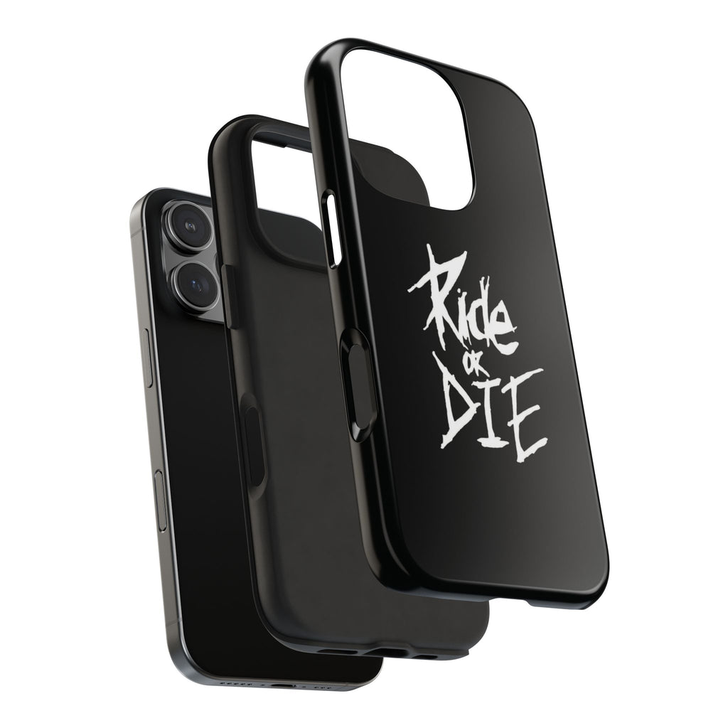 Ride or Die Skull Tough Phone Case | Edgy Script Biker Style Phone Case