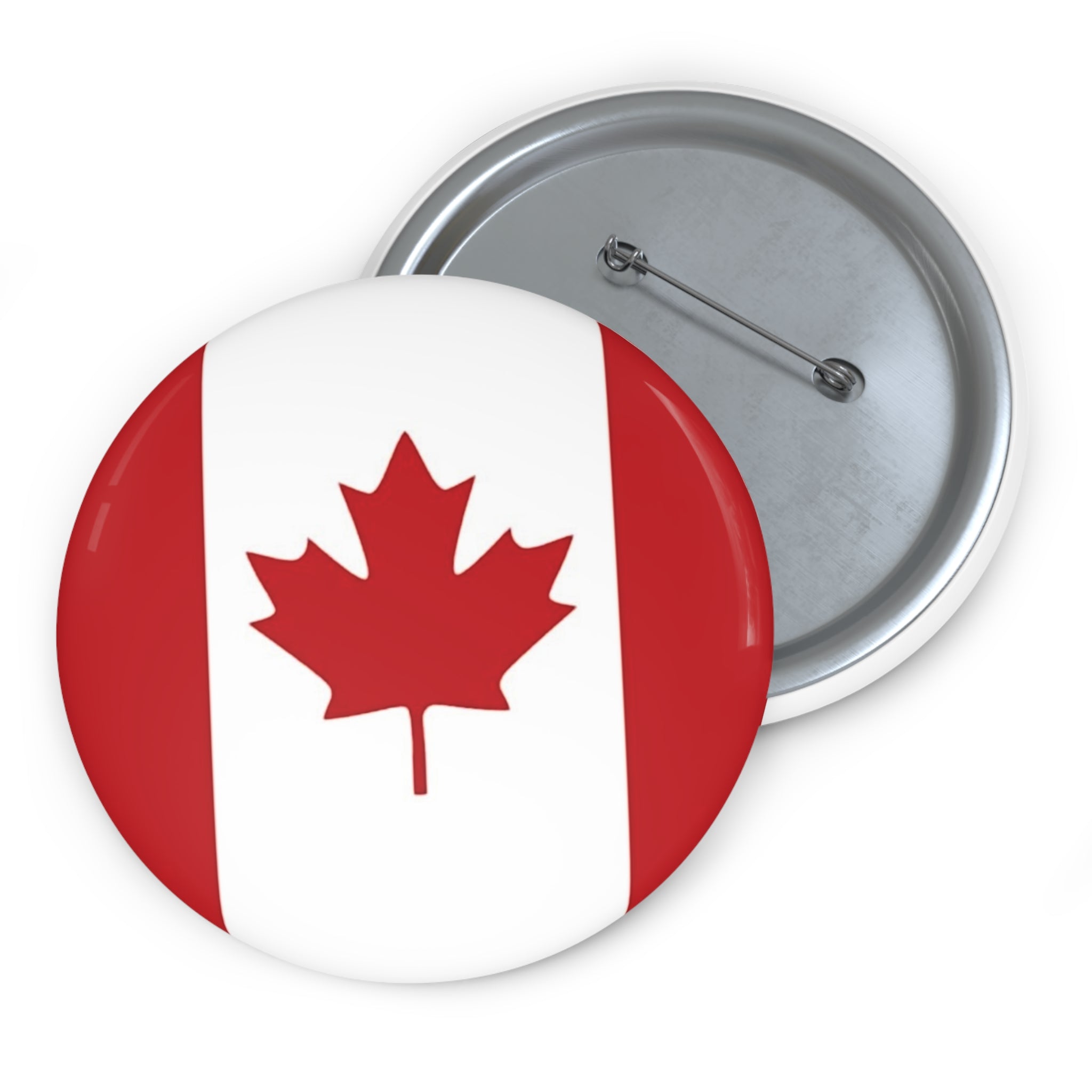 Canadian Flag Patriotic Pin Button with Classic Red Maple Leaf (3 Sizes)