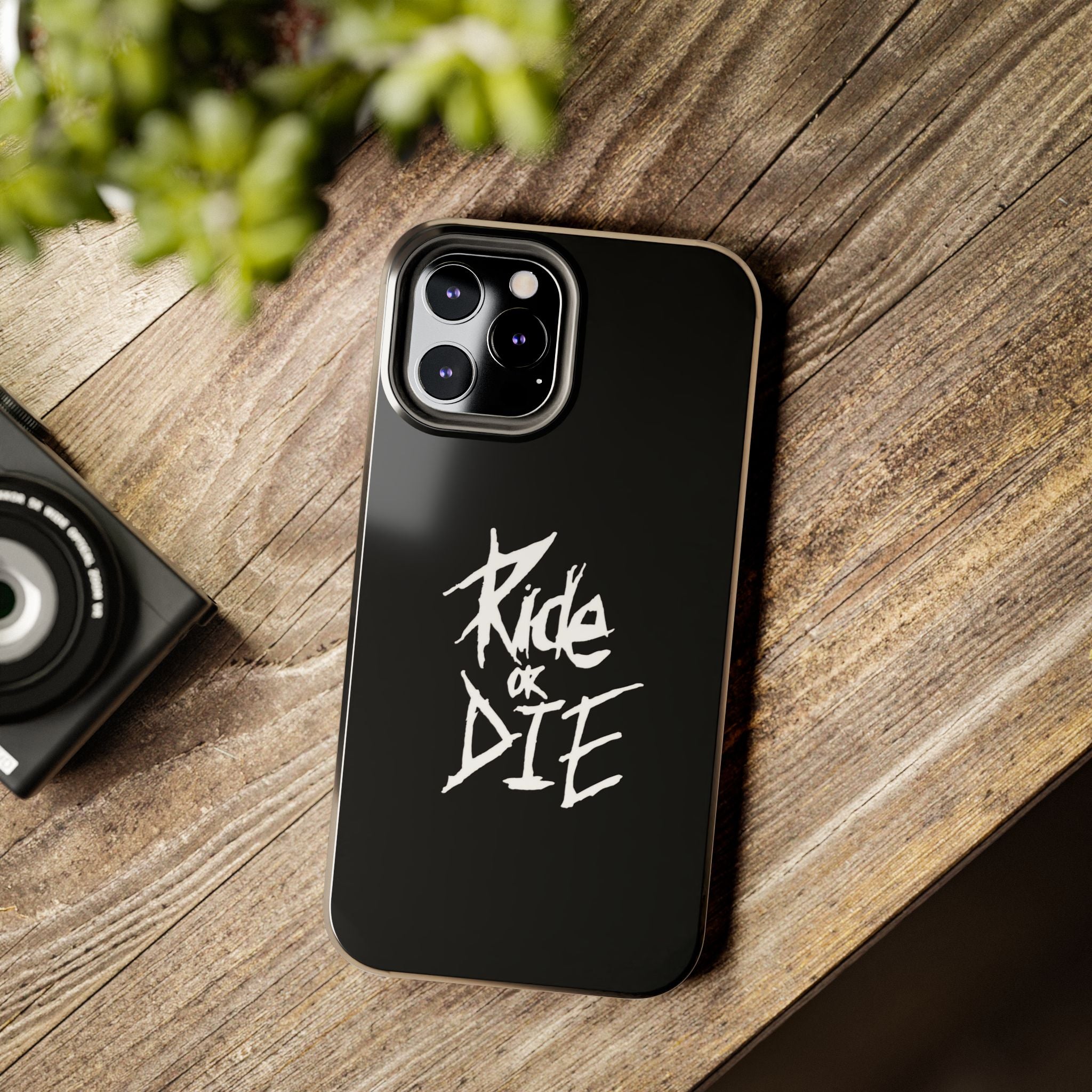 Ride or Die Skull Tough Phone Case | Edgy Script Biker Style Phone Case