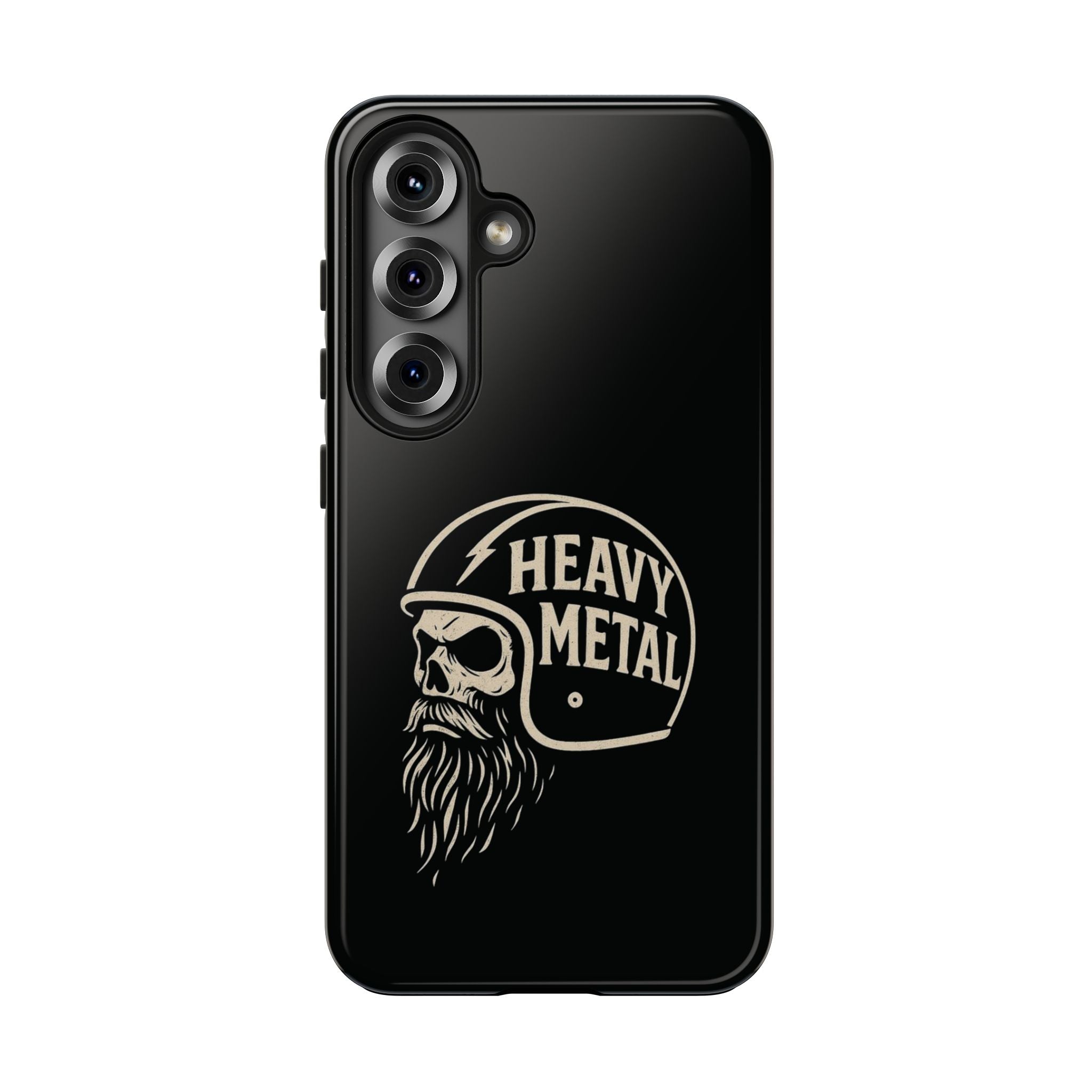 Heavy Metal Skull Tough Phone Case | Biker Helmet Skull Graphic Phone Case