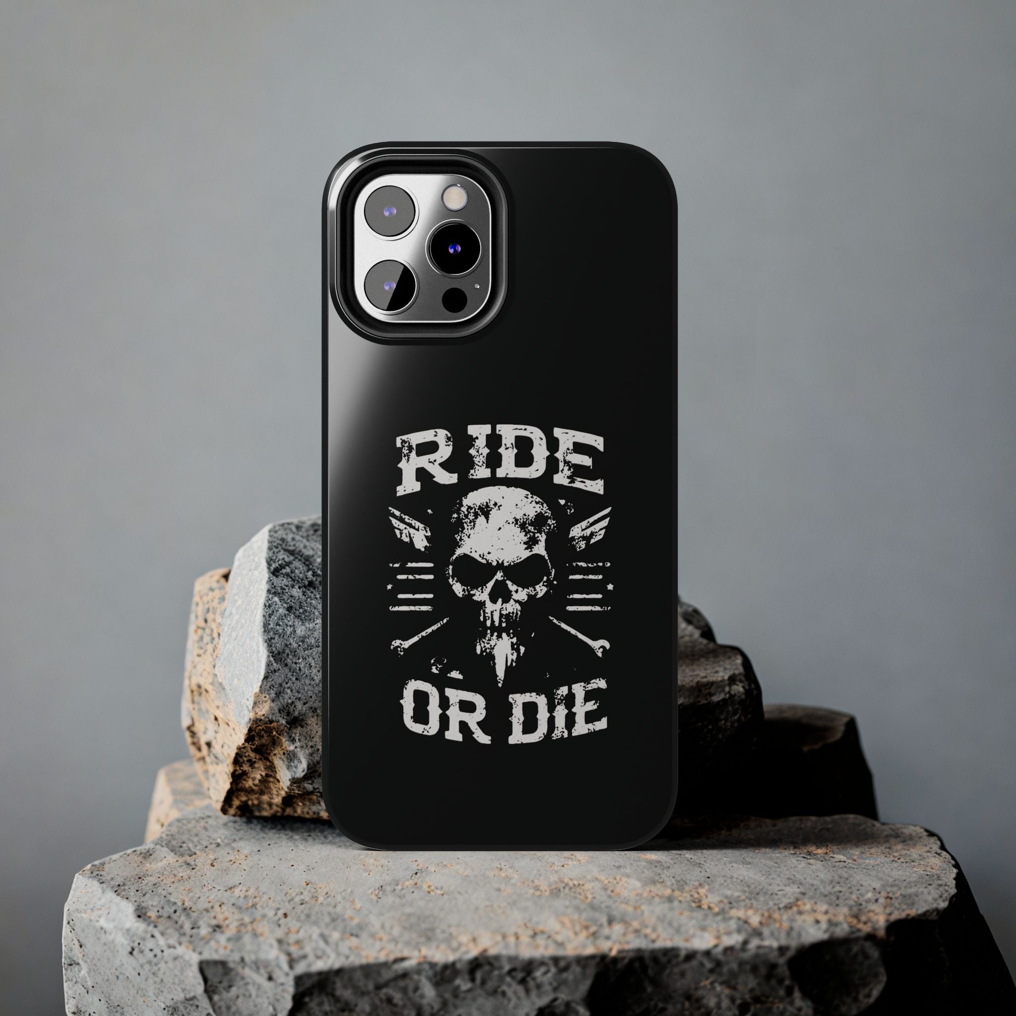 Ride or Die Skull Tough Phone Case | Biker Skull Graphic Phone Case