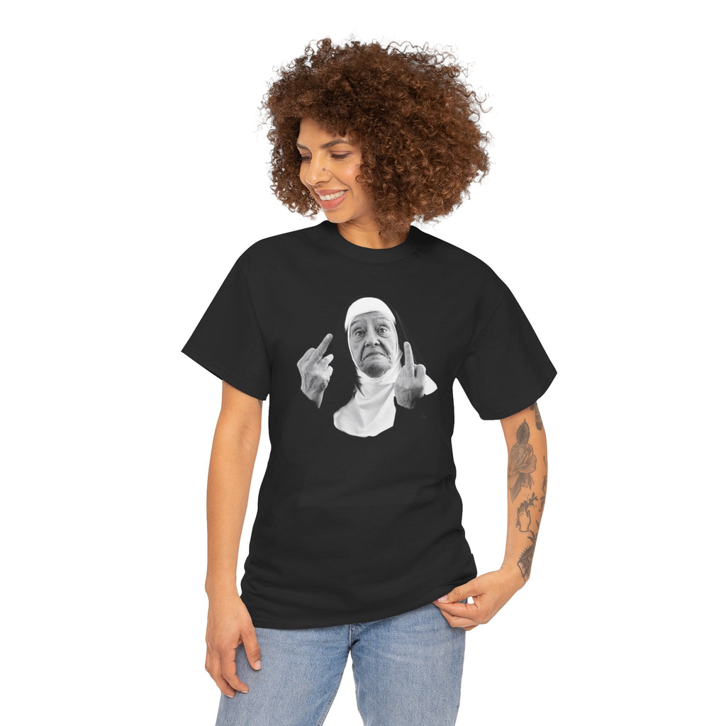 Unisex Funny Nun Graphic T-Shirt With Edgy Black and White Design  (5 Colors)