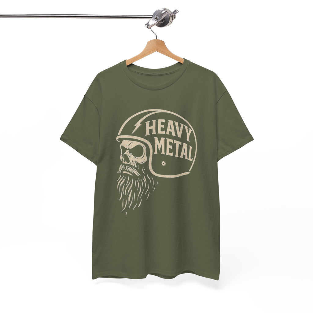 Unisex Heavy Metal Skull Helmet T-Shirt Vintage Rock Biker Graphic Tee