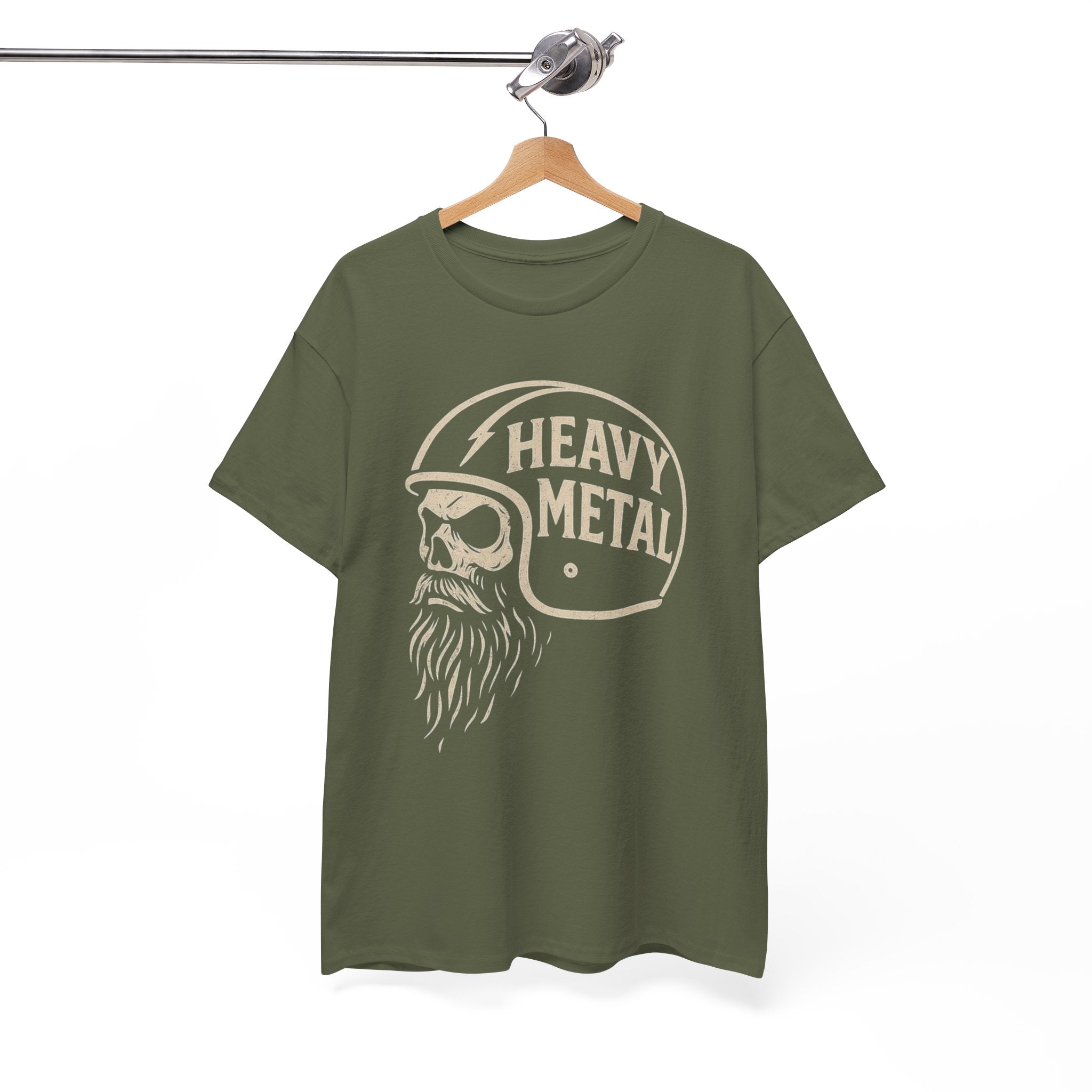 Unisex Heavy Metal Skull Helmet T-Shirt Vintage Rock Biker Graphic Tee