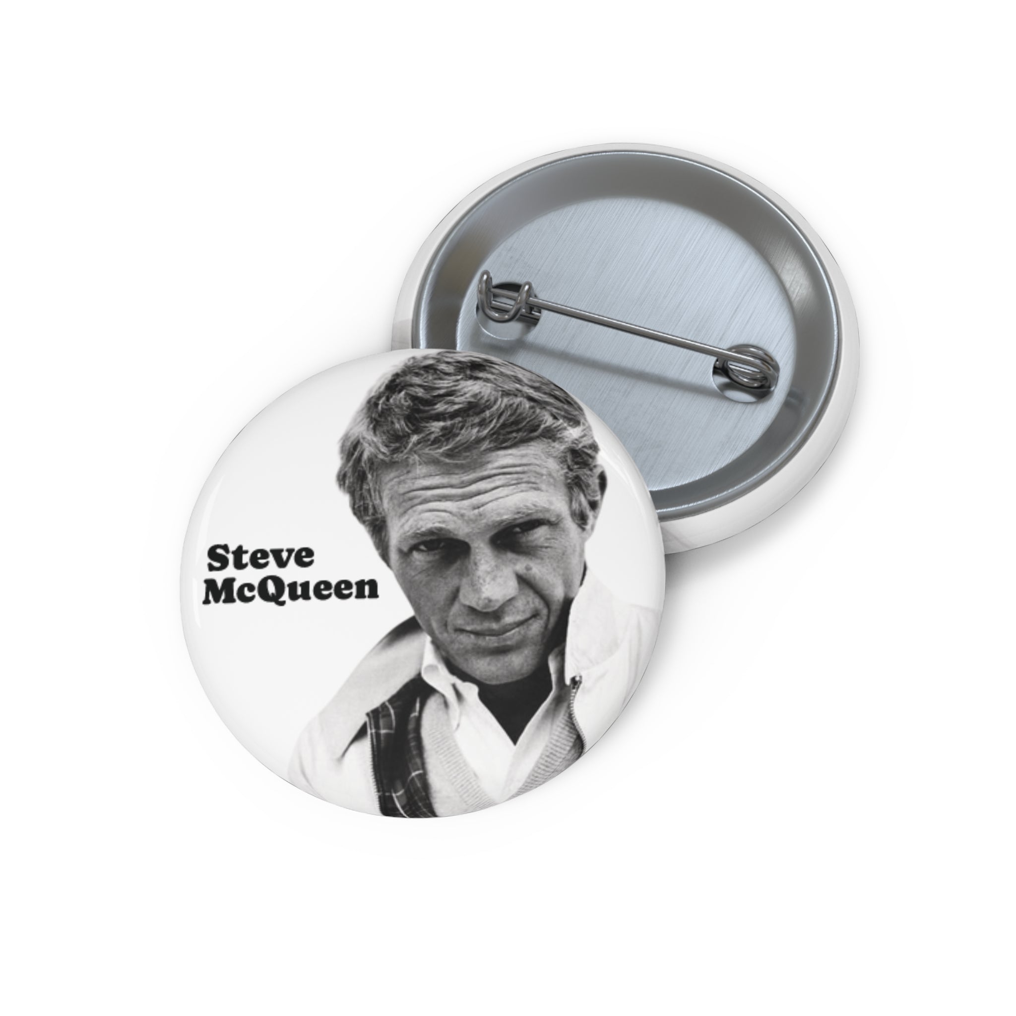 Steve McQueen Hollywood Actor and Classic Film Legend Custom Pin Button (3 Sizes)
