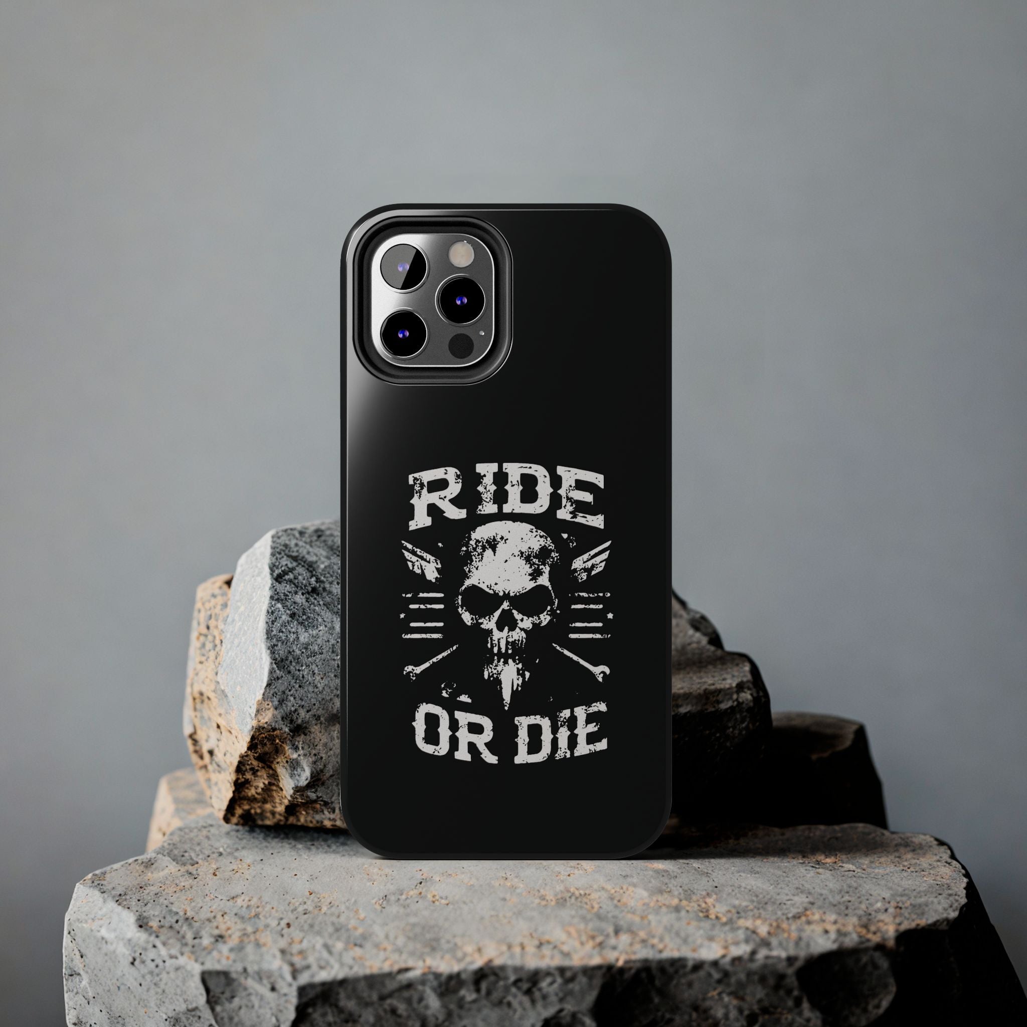 Ride or Die Skull Tough Phone Case | Biker Skull Graphic Phone Case