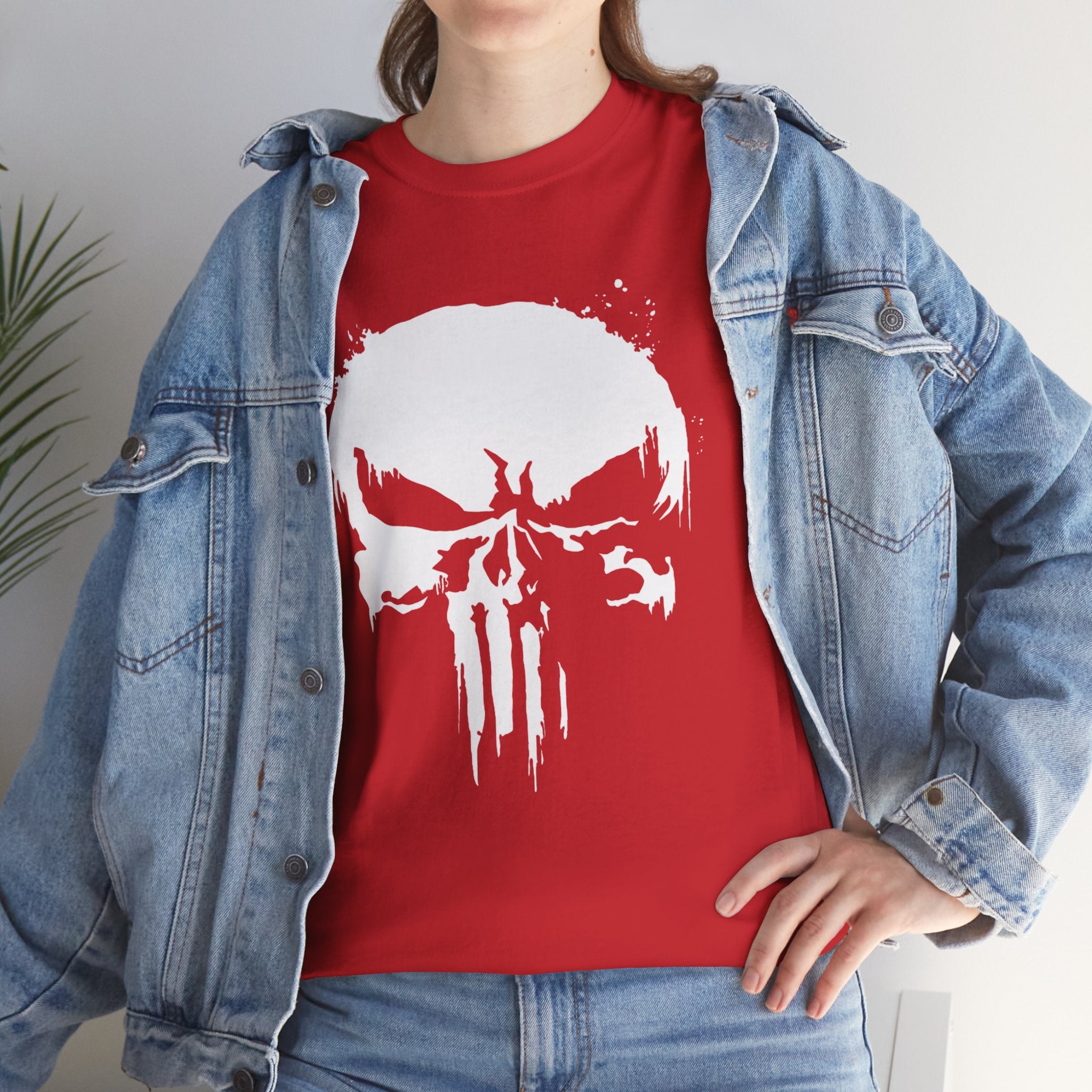 Unisex Punisher Inspired T-Shirt With Distressed Skull Custom Graphic (3 Colors)
