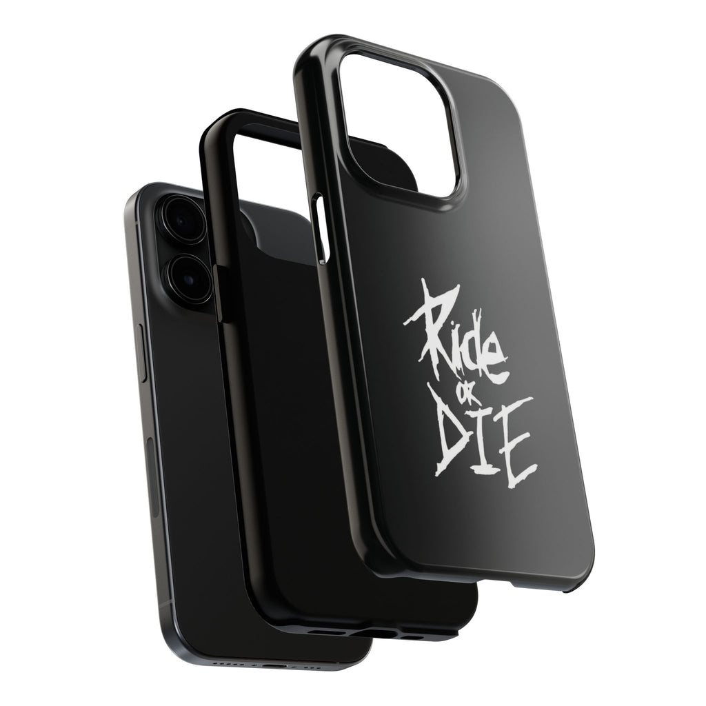 Ride or Die Skull Tough Phone Case | Edgy Script Biker Style Phone Case