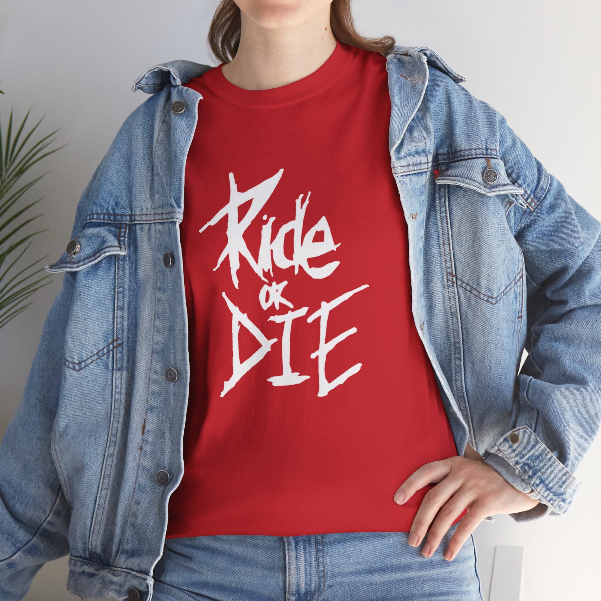 Unisex Ride or Die Edgy Script T-Shirt With Vintage Black Biker Style Tee (3 Color)