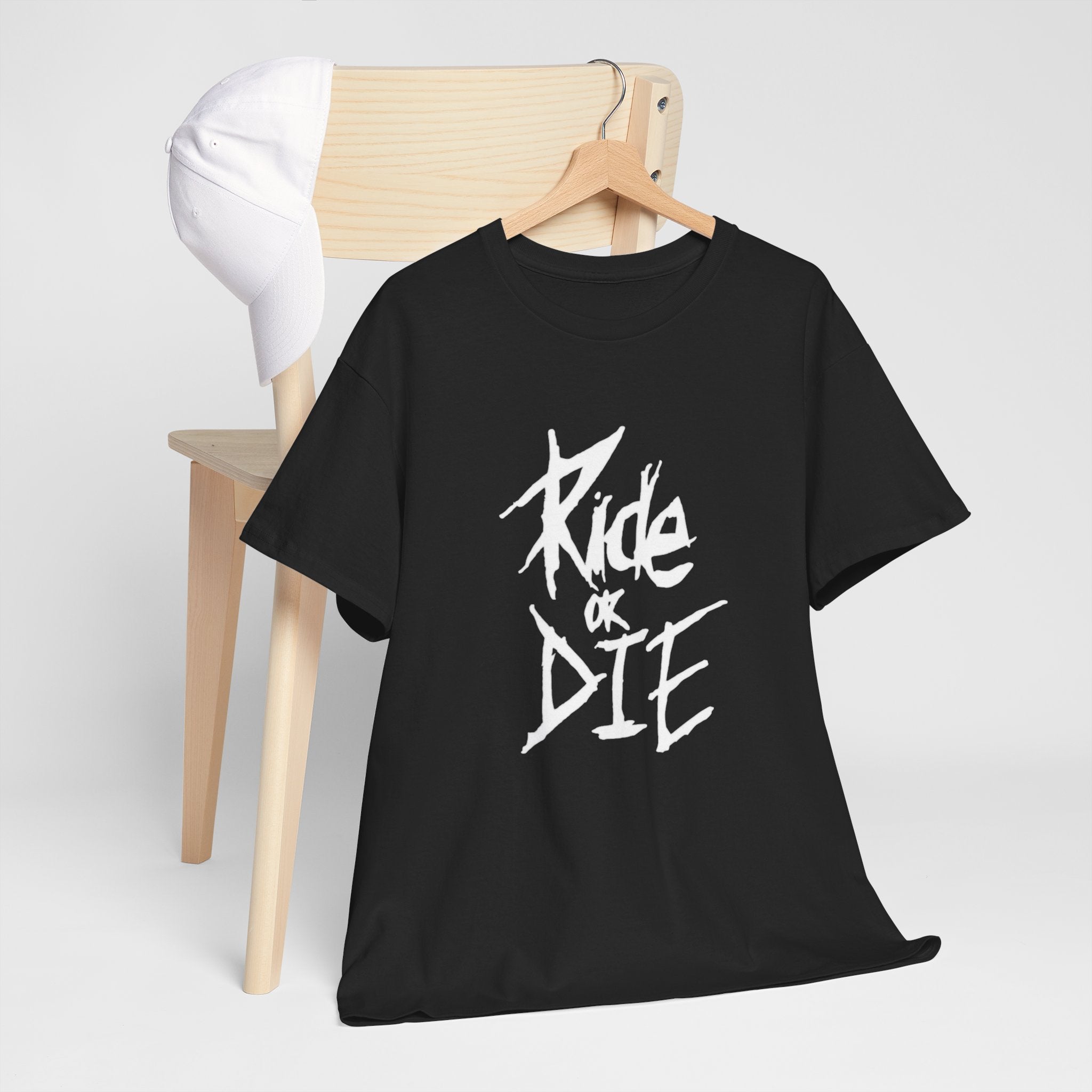 Unisex Ride or Die Edgy Script T-Shirt With Vintage Black Biker Style Tee (3 Color)