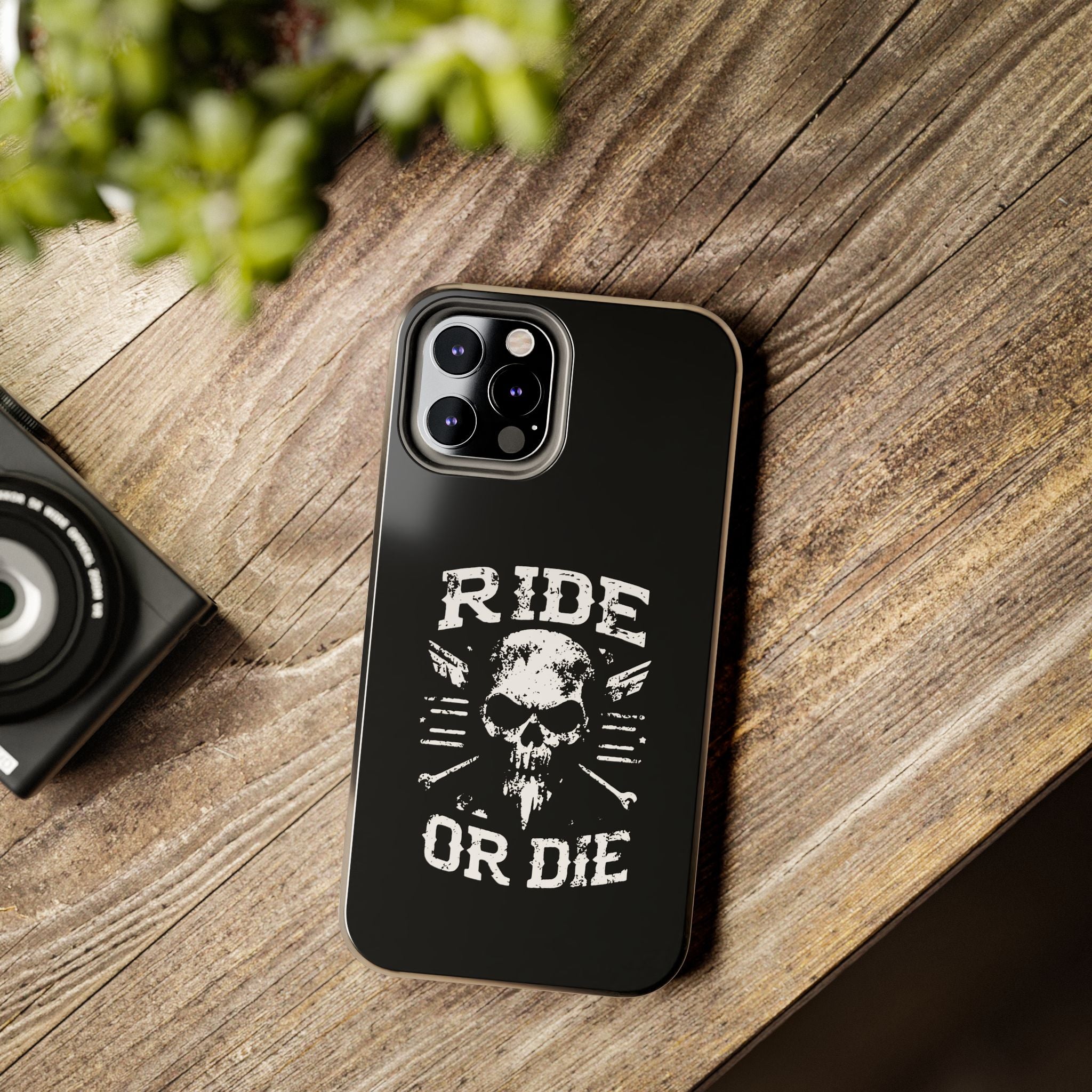 Ride or Die Skull Tough Phone Case | Biker Skull Graphic Phone Case