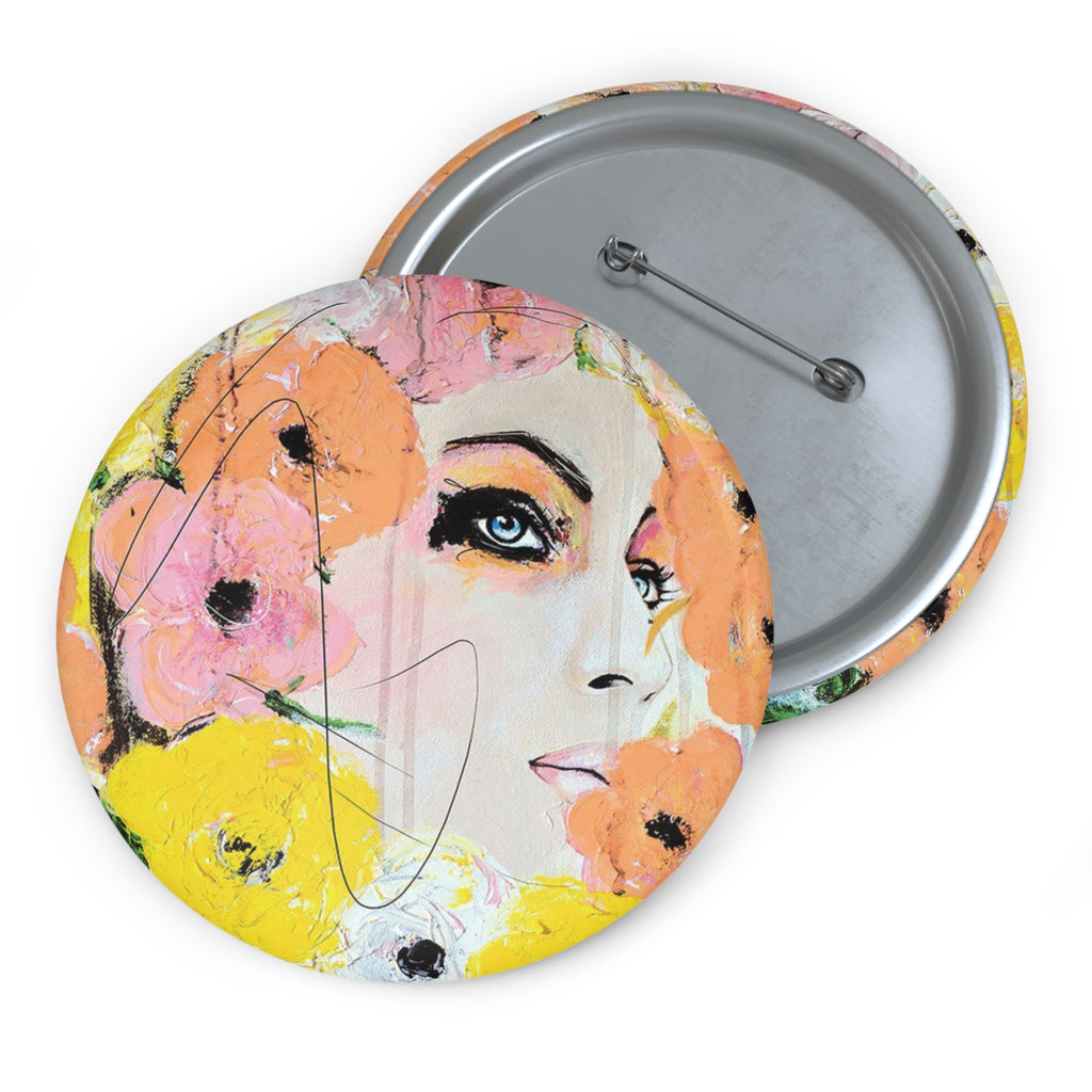 Vogue-Inspired Portrait Fashion Art Chic Pin Button (3 Sizes)