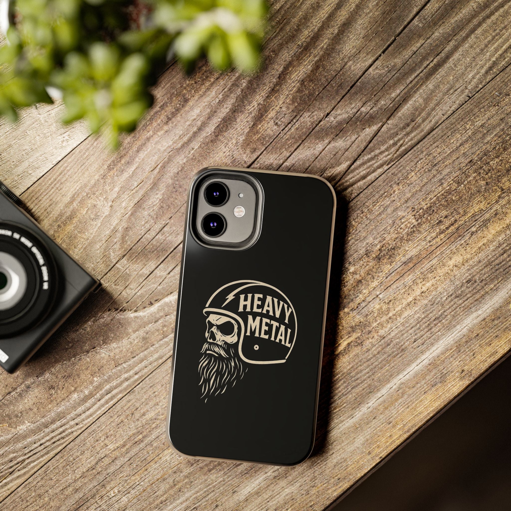 Heavy Metal Skull Tough Phone Case | Biker Helmet Skull Graphic Phone Case