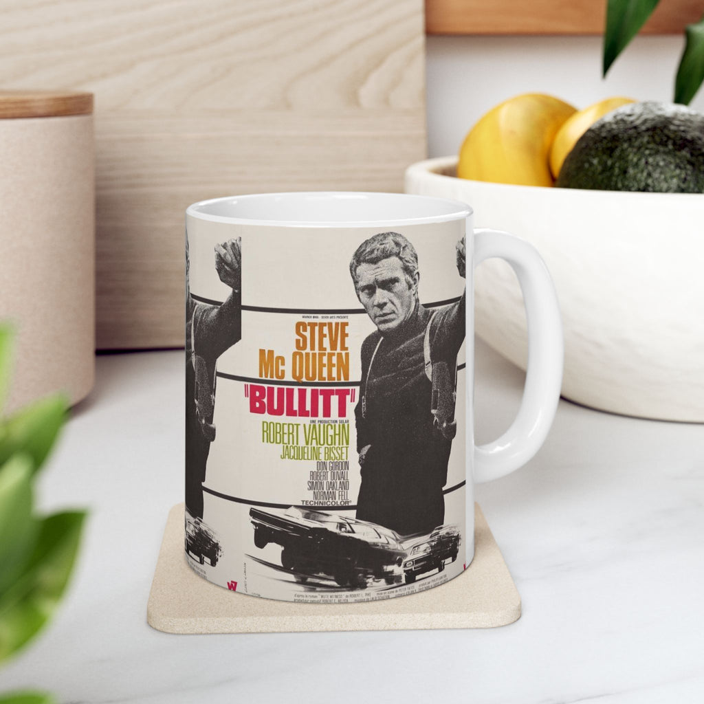 Steve McQueen iconic Bullitt movie 11oz Coffee Mug | Action Movie Gift Retro Cinema Mug