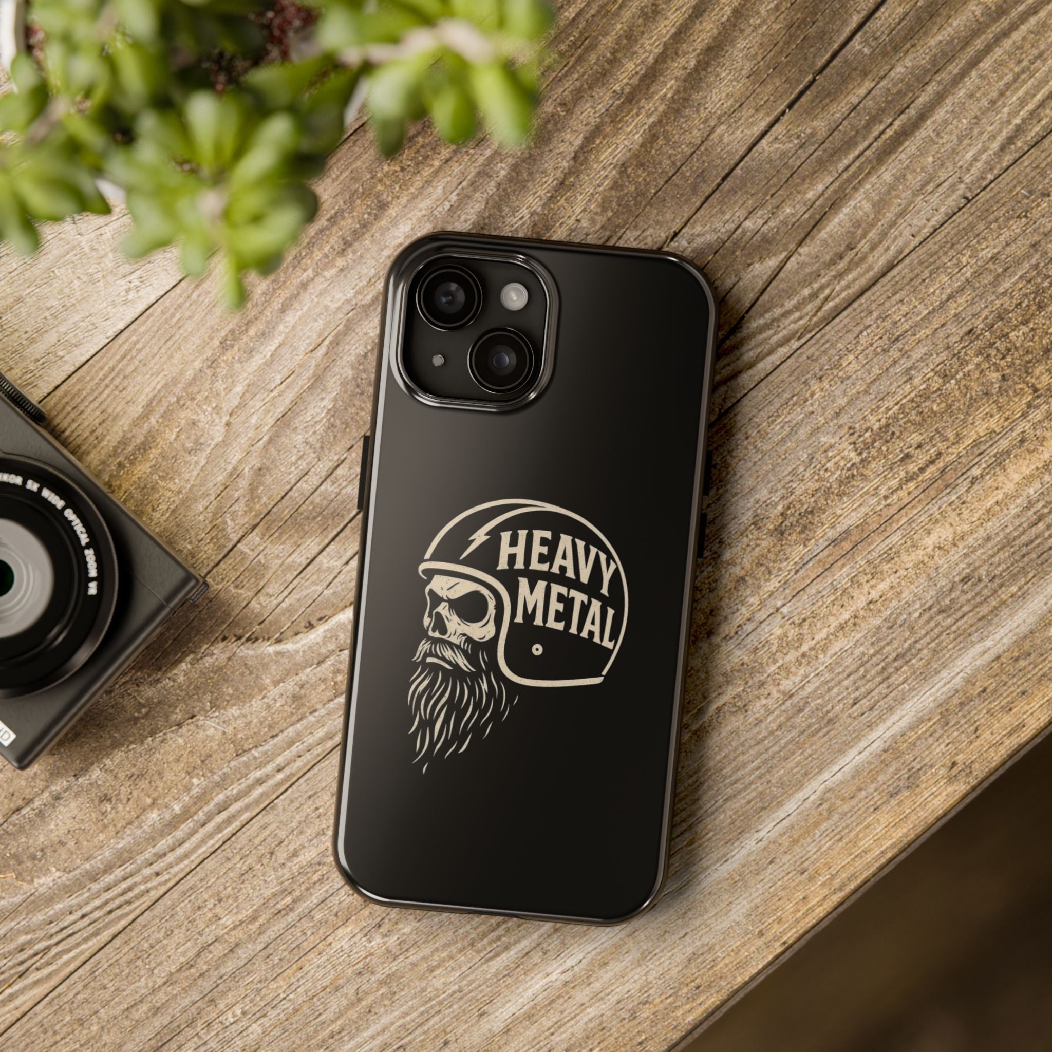 Heavy Metal Skull Tough Phone Case | Biker Helmet Skull Graphic Phone Case