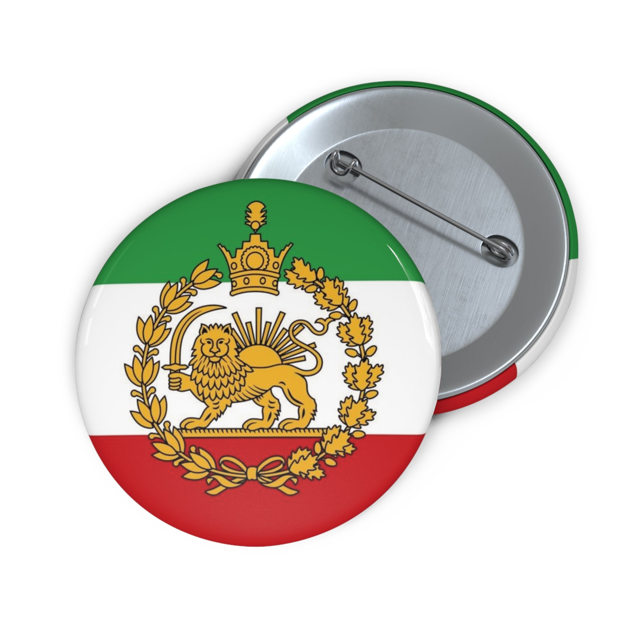 The Iranian LION and SUN Flag | Historic Iran Freedom Flag Badge (3 Sizes)