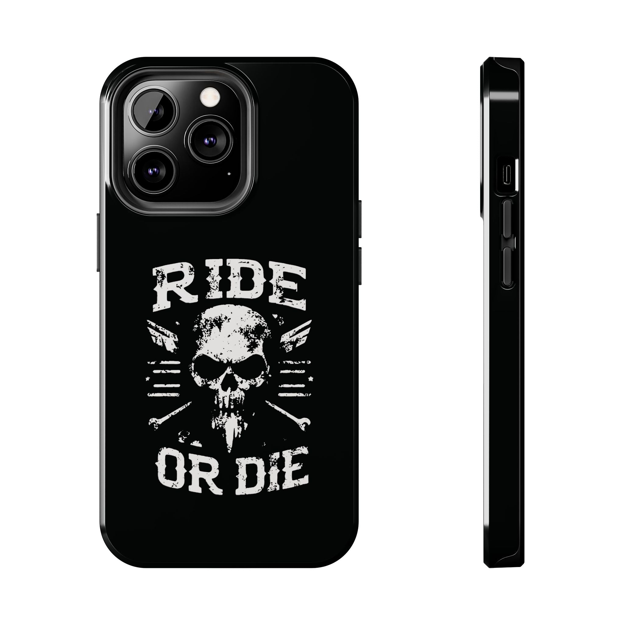 Ride or Die Skull Tough Phone Case | Biker Skull Graphic Phone Case