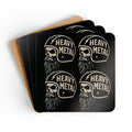 Heavy Metal Skull Biker Style Corkback Coaster Set (4 Pieces)