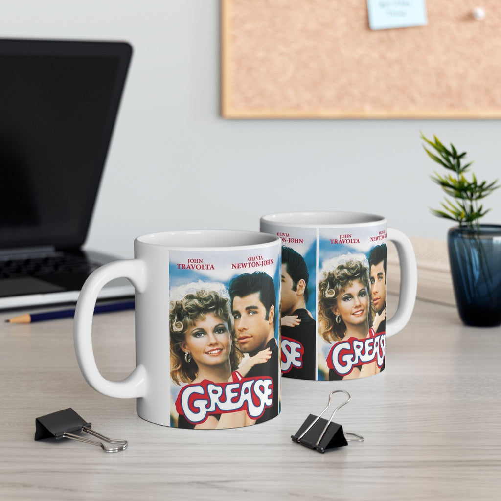 Grease Movie Retro Musical Film Inspired 11oz White Coffee Cup | Danny & Sandy Vintage Mug