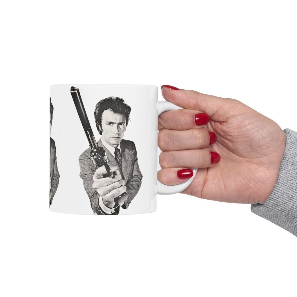 Clint Eastwood Dirty Harry 11oz Coffee Mug With Detective Callahan holding his 44 Magnum