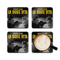 La Dolce Vita staring Marcello Mastroianni and Anita Ekberg Corkback Coaster Set (4 Pieces)