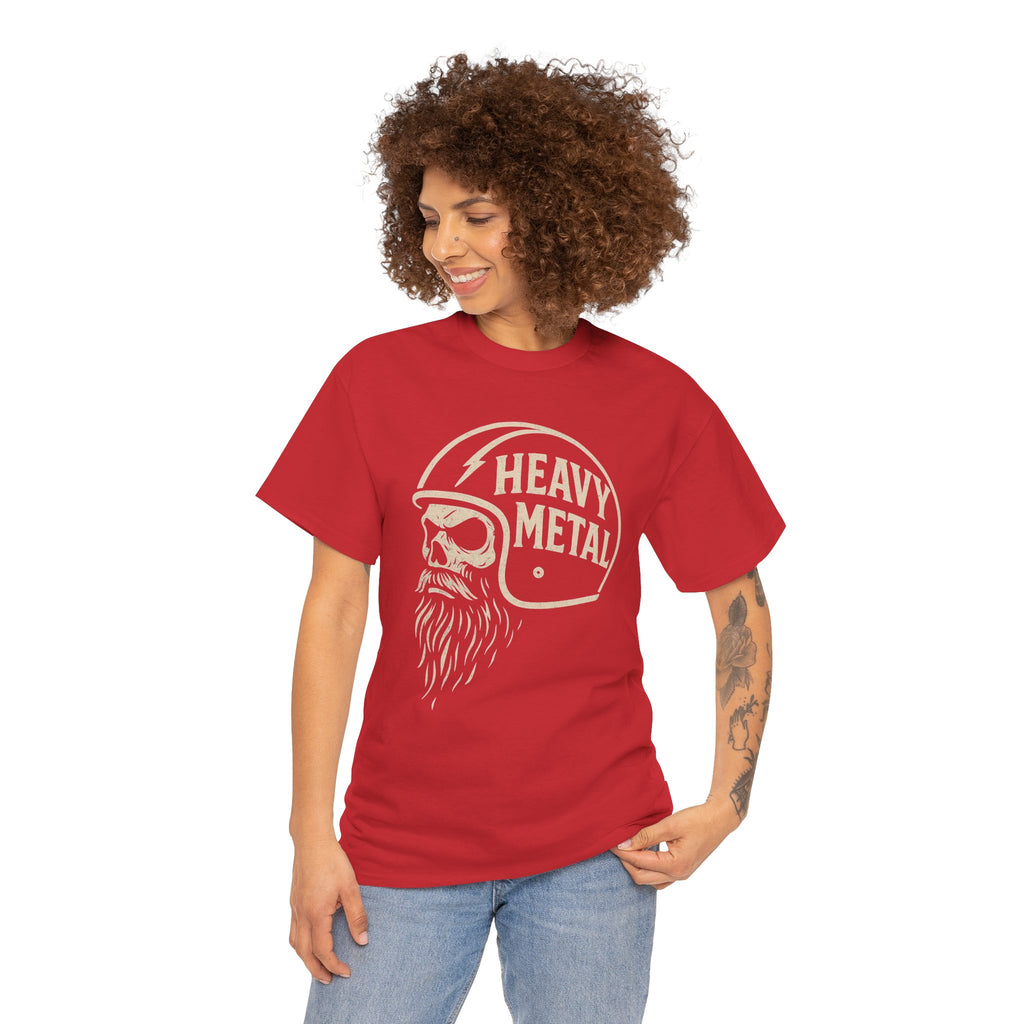 Unisex Heavy Metal Skull Helmet T-Shirt Vintage Rock Biker Graphic Tee