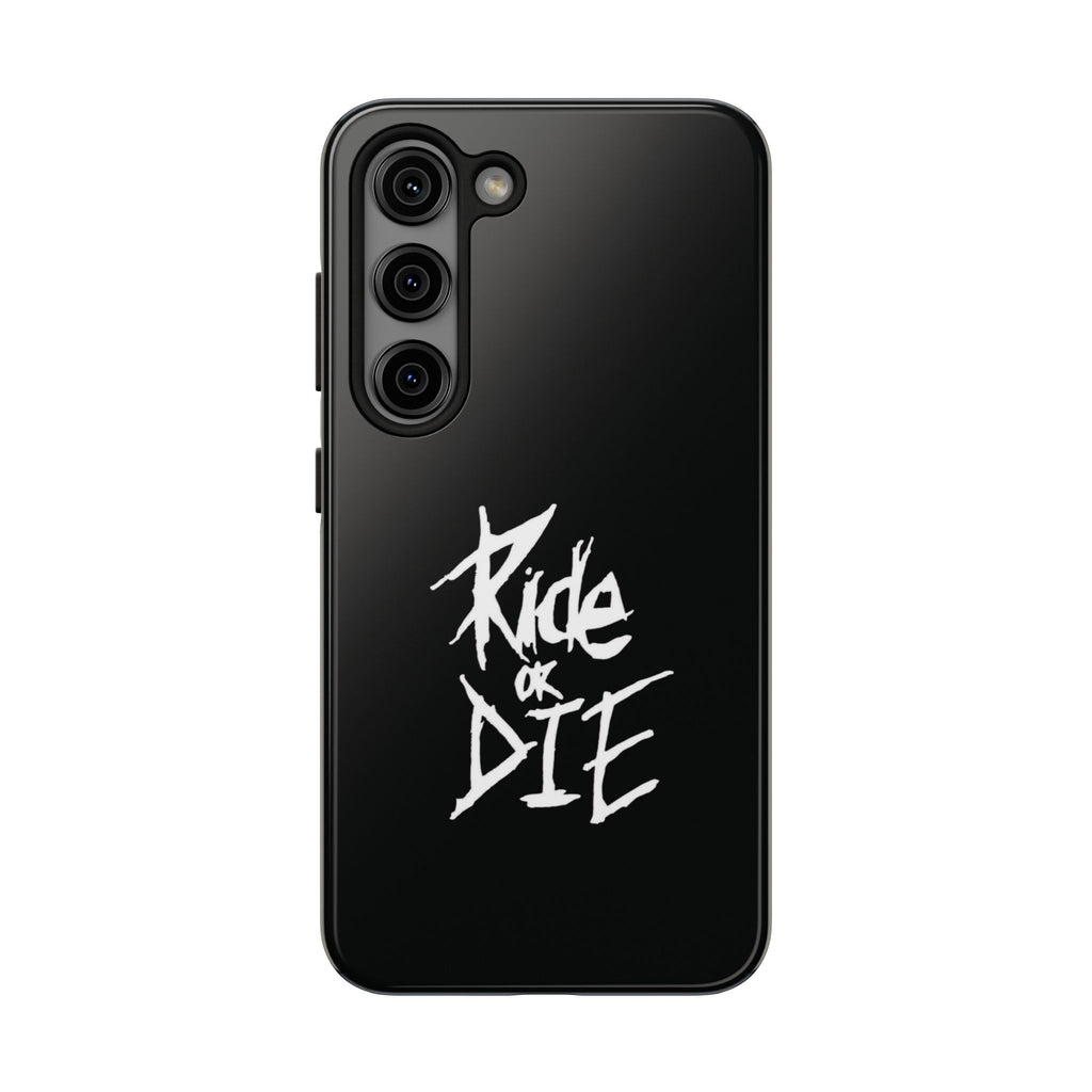 Ride or Die Skull Tough Phone Case | Edgy Script Biker Style Phone Case
