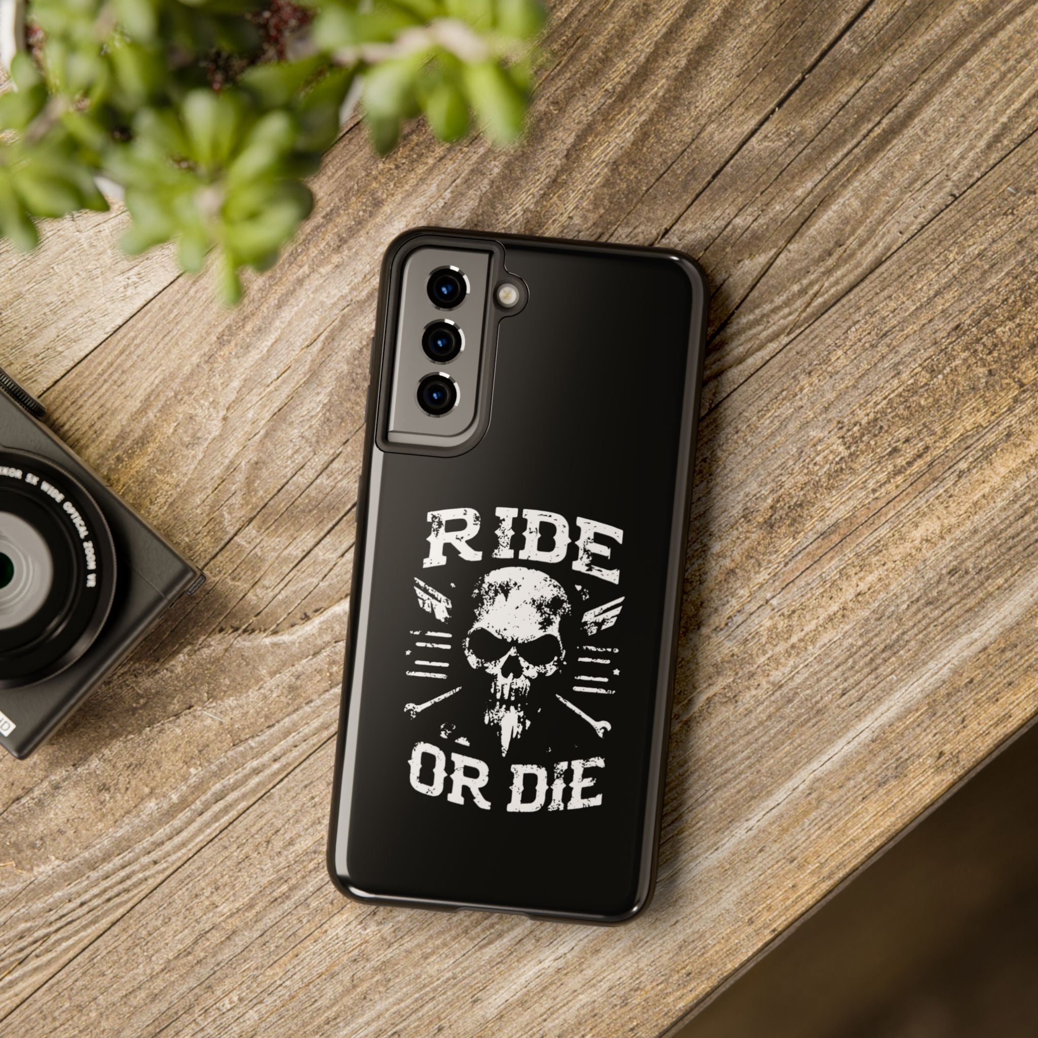 Ride or Die Skull Tough Phone Case | Biker Skull Graphic Phone Case