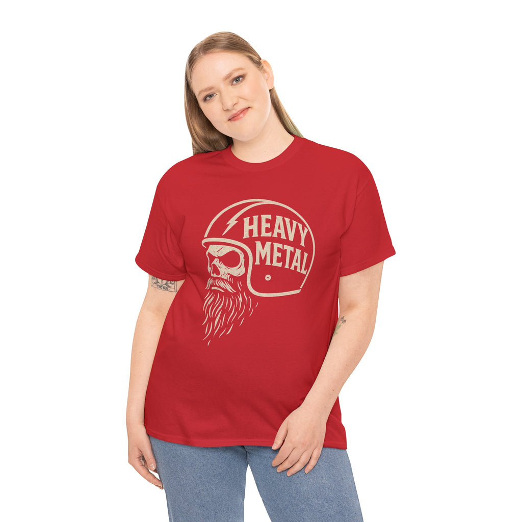 Unisex Heavy Metal Skull Helmet T-Shirt Vintage Rock Biker Graphic Tee
