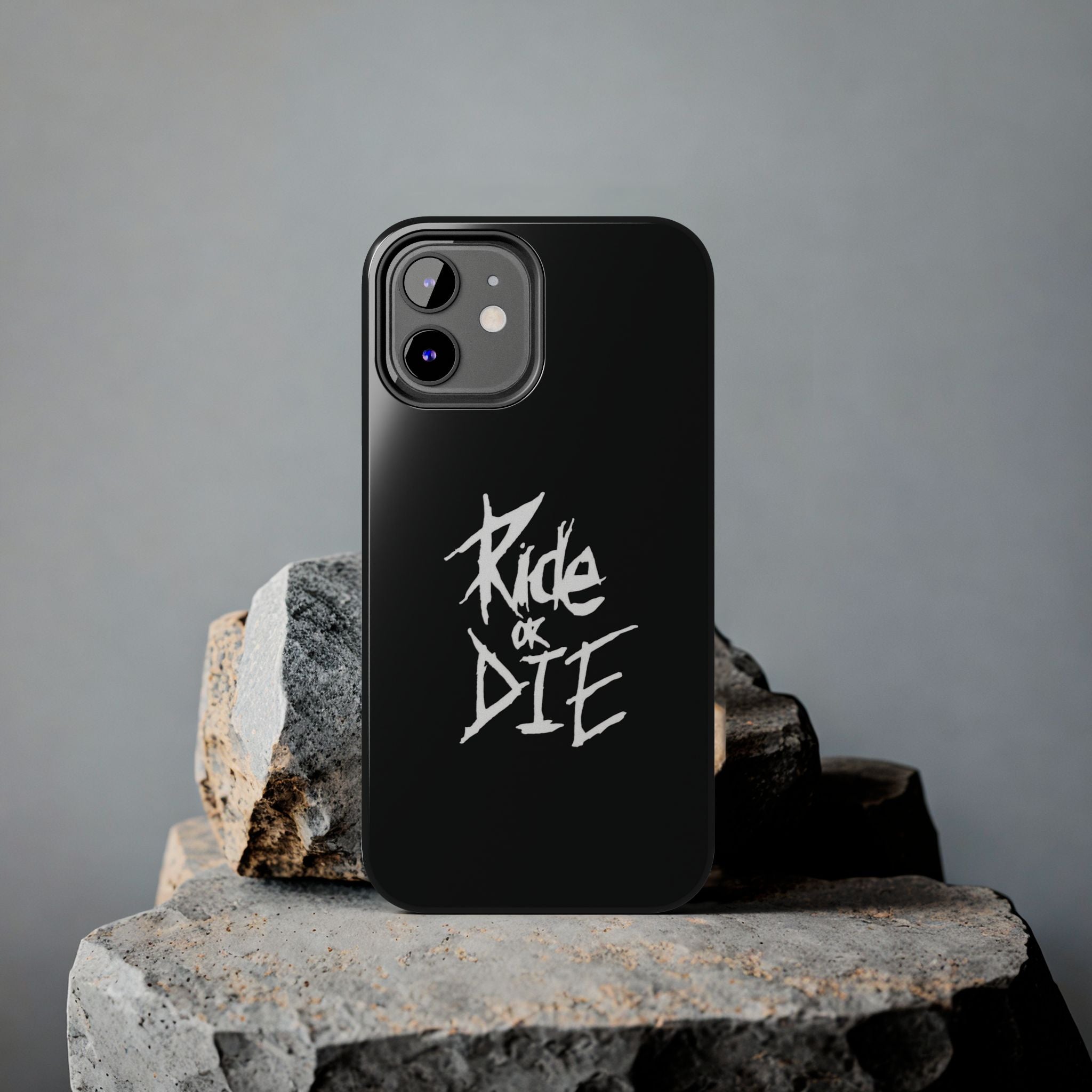 Ride or Die Skull Tough Phone Case | Edgy Script Biker Style Phone Case