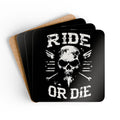 Ride or Die Skull Biker Style Corkback Coaster Set (4 Pieces)
