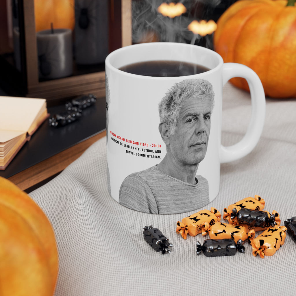 Anthony Bourdain Tribute Mug | Food Lover Coffee Mug | Chef & Travel Fan Gift | 11oz Ceramic Mug