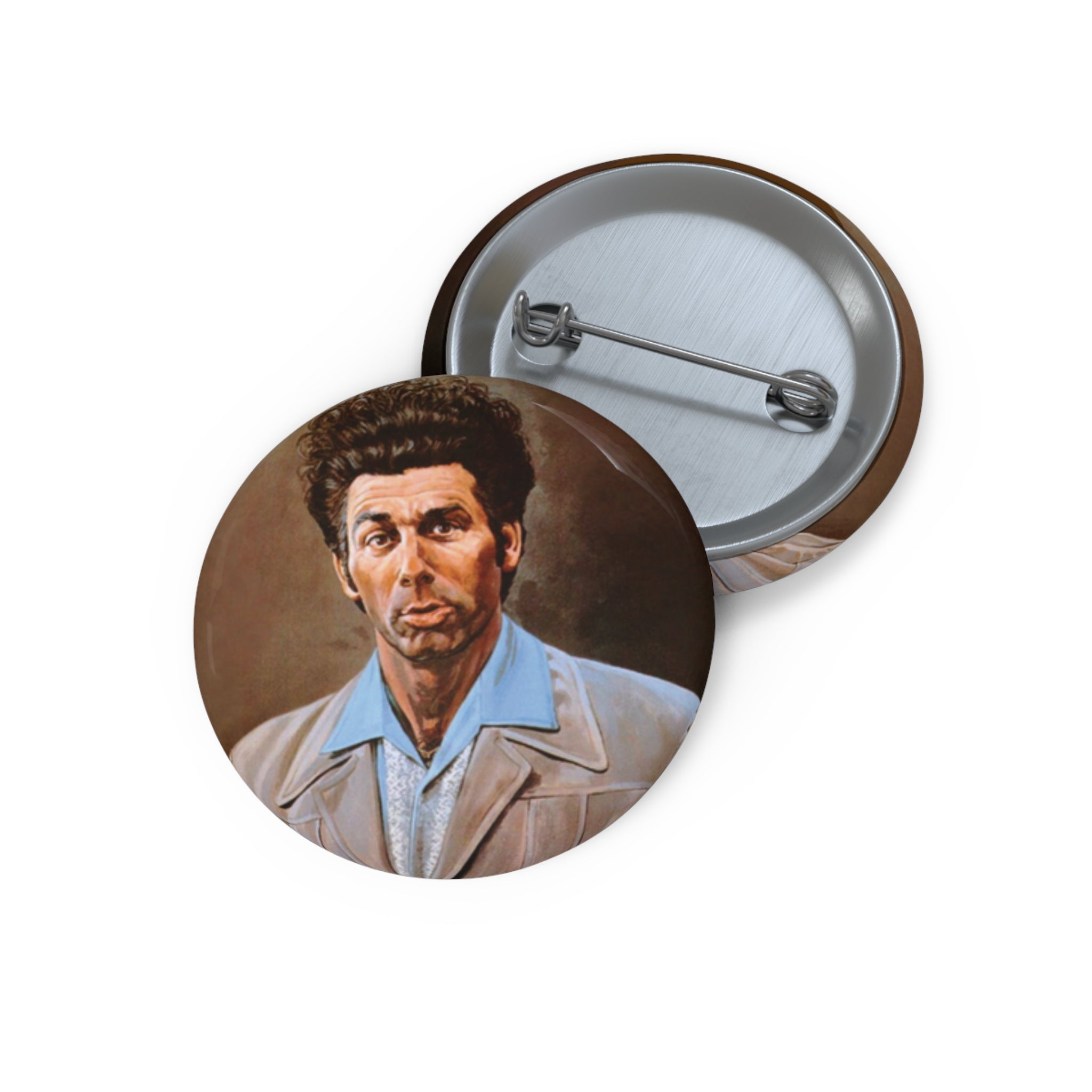 Cosmo Kramer Pin Button Featuring Funny Kramer Painting Portrait (3 Sizes)