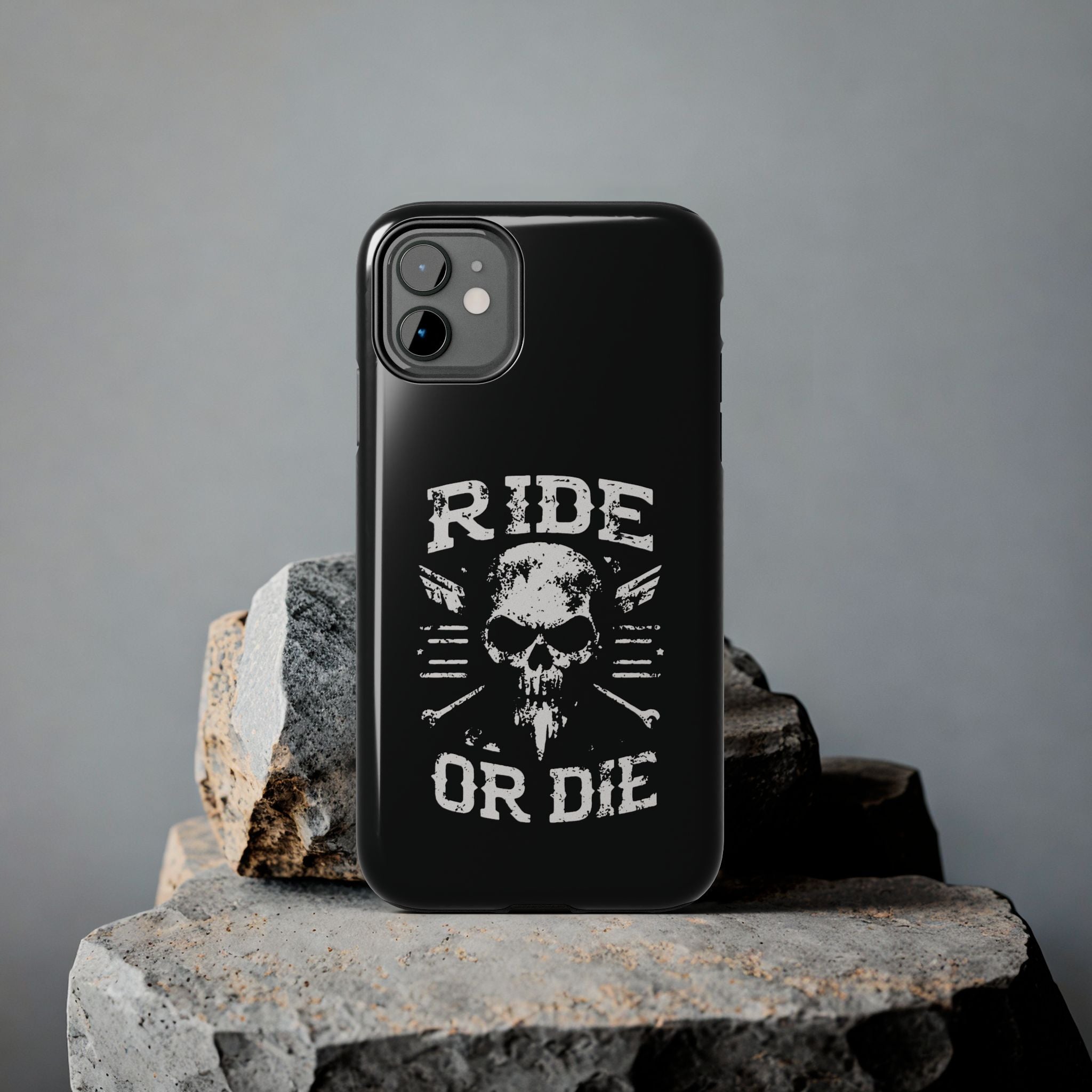 Ride or Die Skull Tough Phone Case | Biker Skull Graphic Phone Case