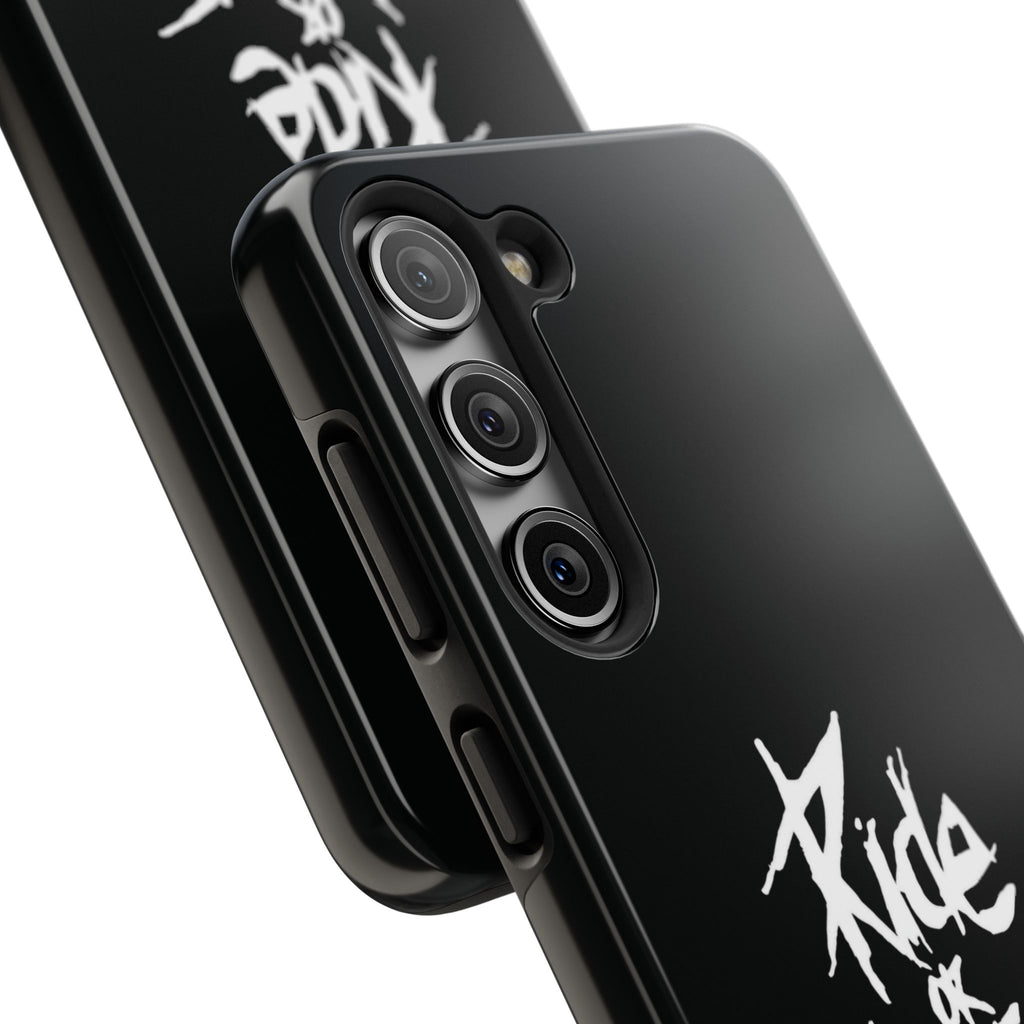 Ride or Die Skull Tough Phone Case | Edgy Script Biker Style Phone Case