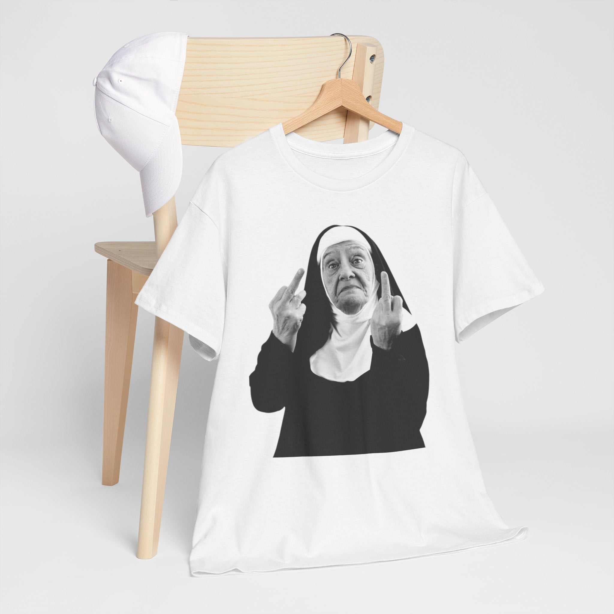 Unisex Funny Nun Graphic T-Shirt With Edgy Black and White Design  (5 Colors)