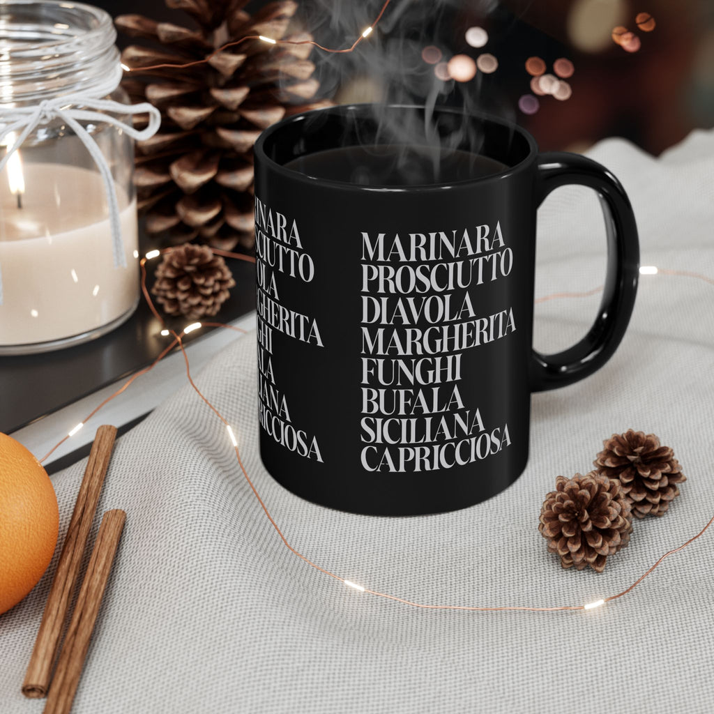 Italian Pizza Menu Ingredient 11oz Coffee Mug | Minimalist Pizza Lover Coffee Cup